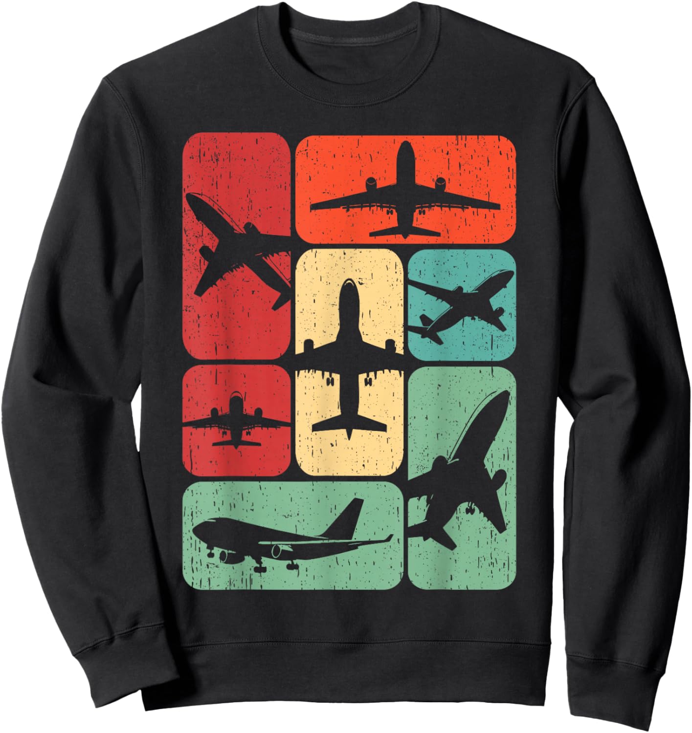 Vintage Airplane Design Gifts Kids Men Airplane Pilot Art Retro Black Small Men Boys Winter Sweatshirt - Sweatshirt | Black