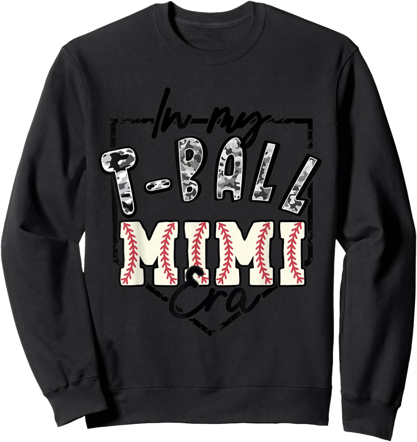 In My T-ball Mimi Era Camo -ball Matching Family Sport Sweatshirt - Sweatshirt | Black