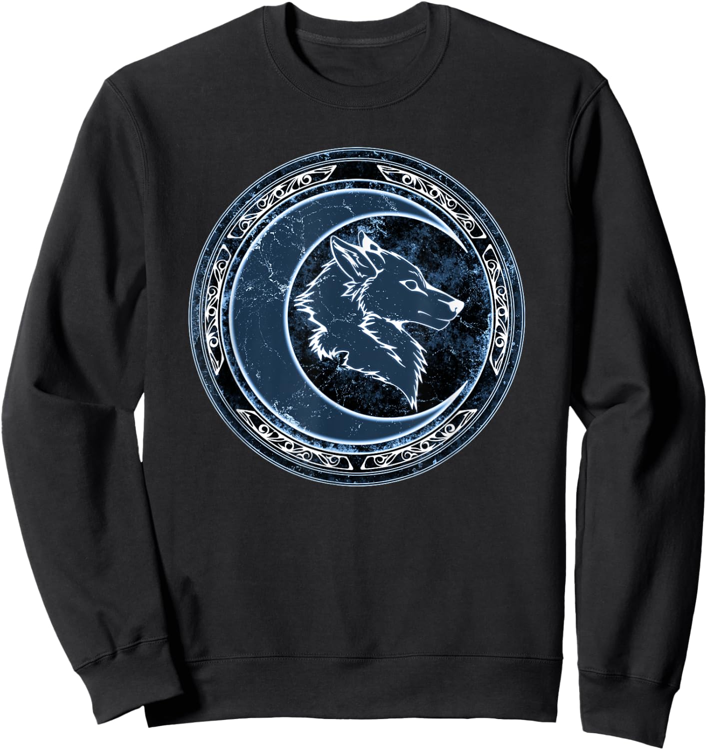 Celtic Wolf and Moon Sweatshirt - Sweatshirt | Black
