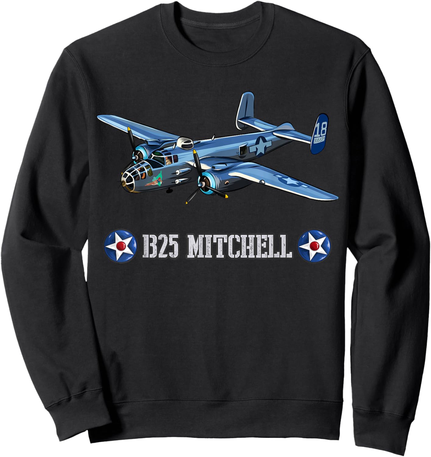 American Aircraft WWII B-25 Mitchell Bomber Sweatshirt - Sweatshirt | Black