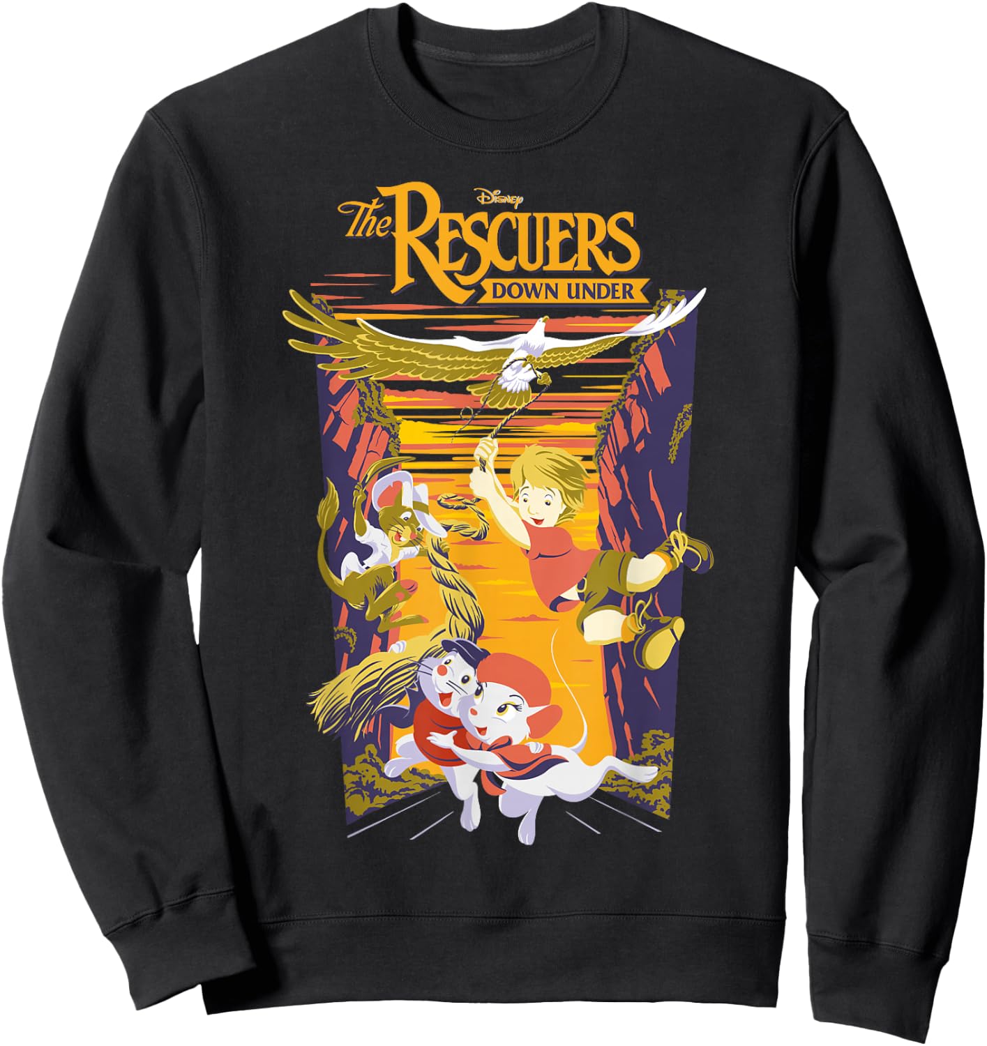 Disney The Rescuers Down Under Group Shot Sunset Poster Sweatshirt - Sweatshirt | Black