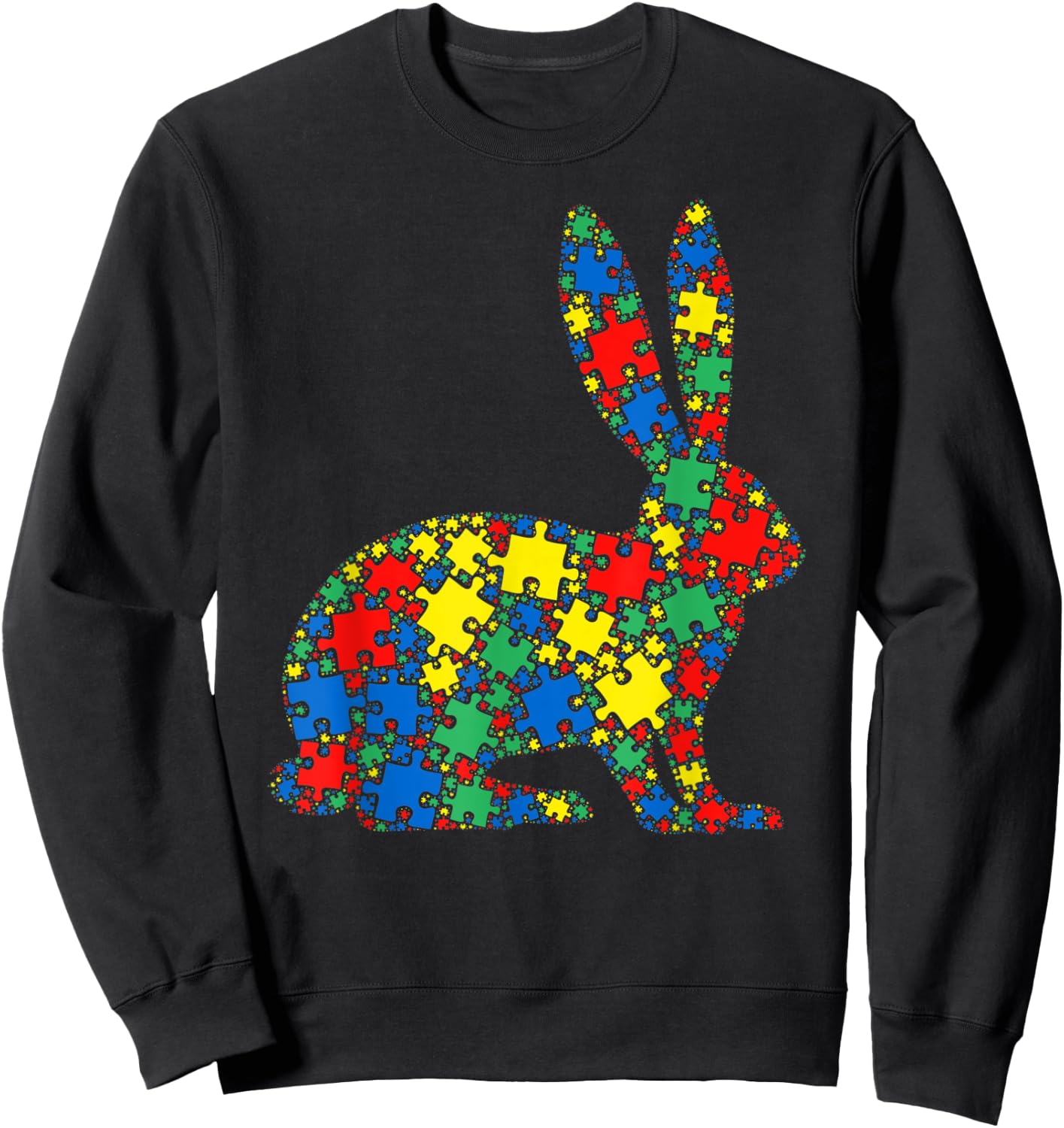 Rabbit Autism Puzzle Men Kids - Autism Awareness Sweatshirt - Sweatshirt | Black