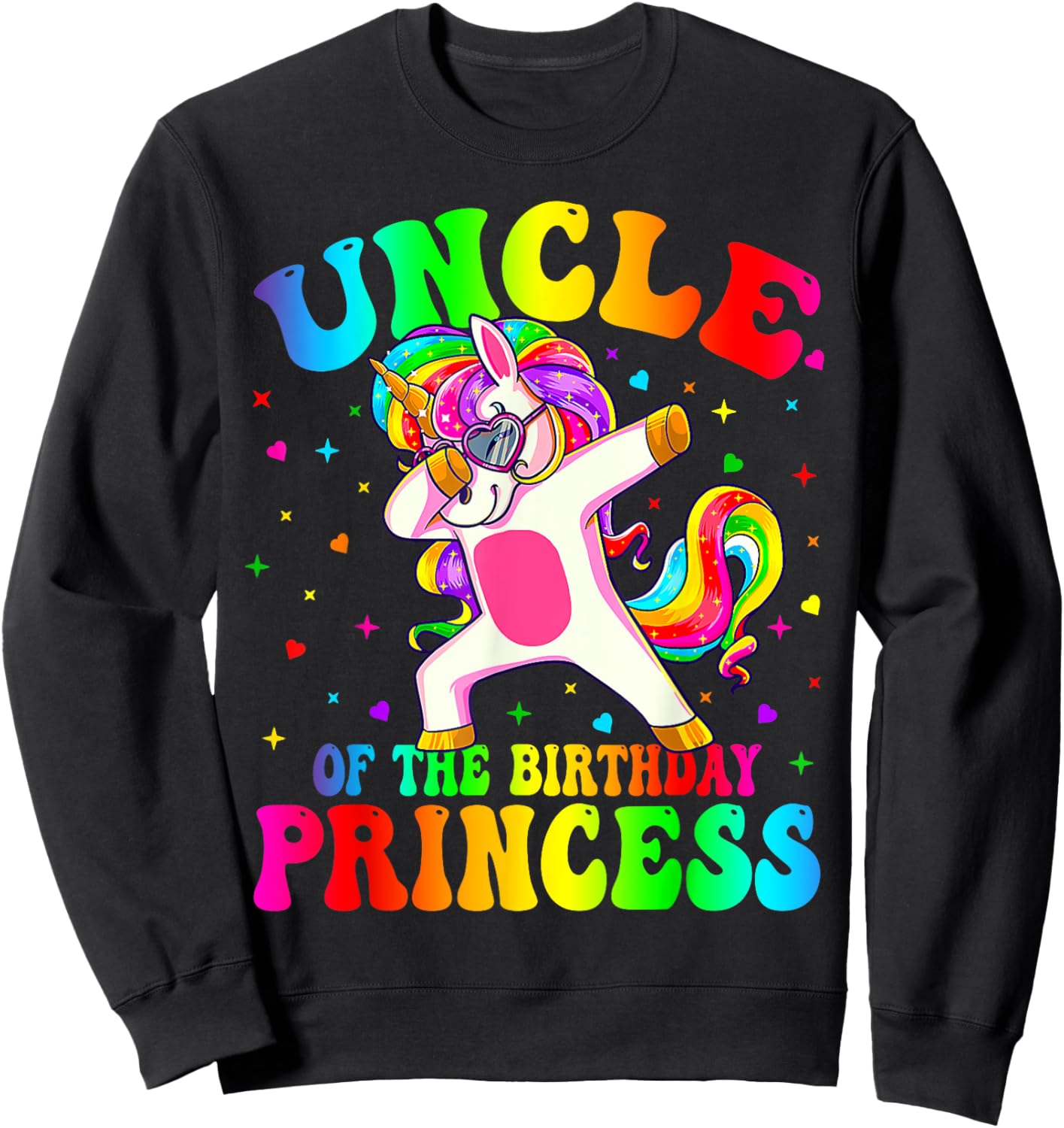 Uncle of the Birthday Princess Girl Dabbing Unicorn Mom Sweatshirt - Sweatshirt | Black