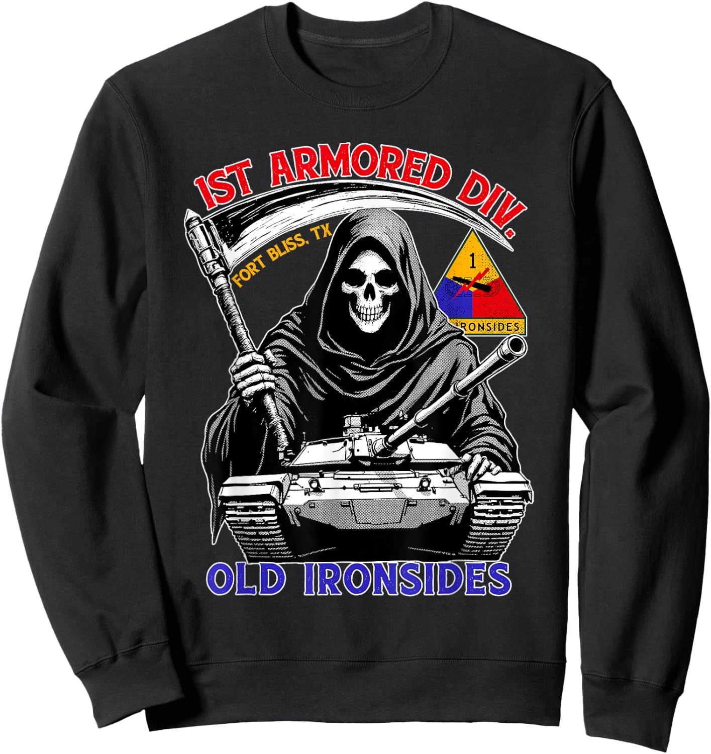 1st Armored Division Old Ironside Fort Bliss Texas Vintage Sweatshirt - Sweatshirt | Black
