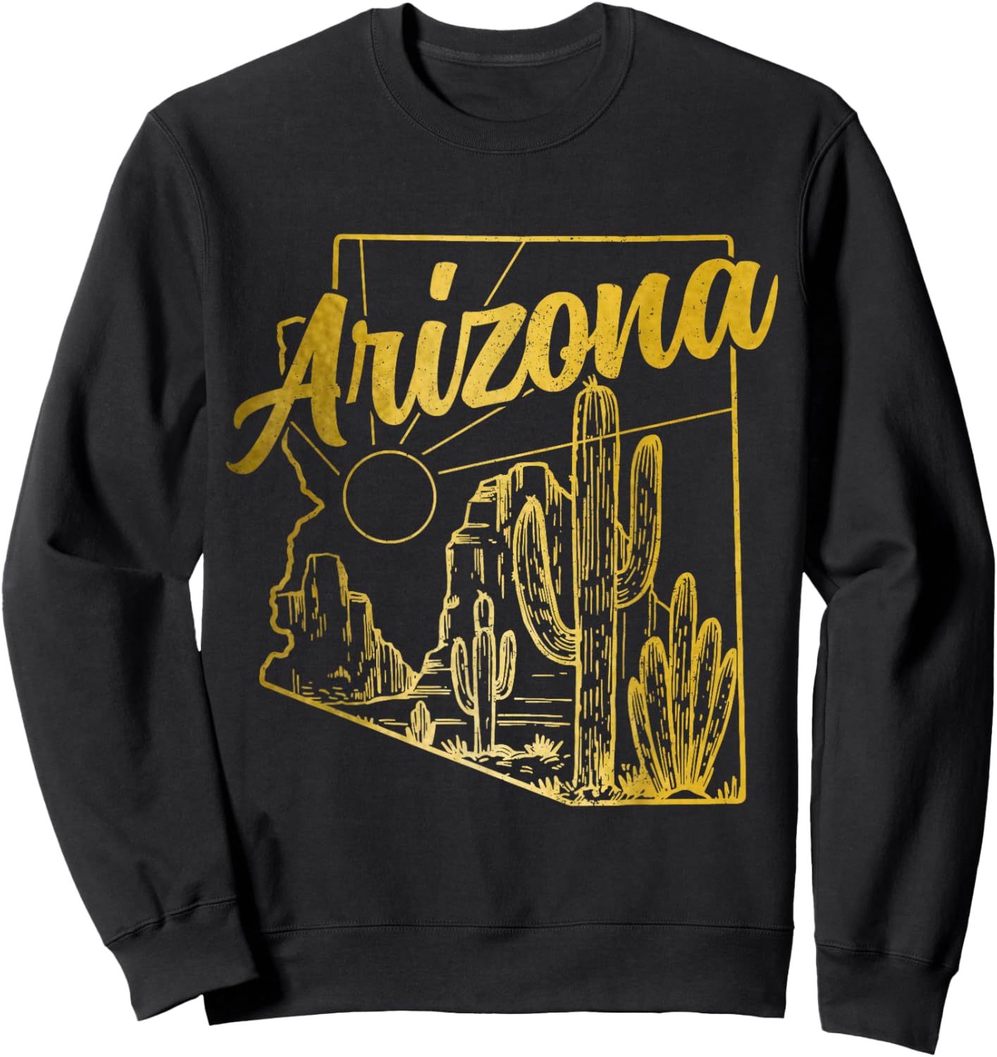Arizona AZ Pride State Map Cactus Sweatshirt - Sweatshirt | Black