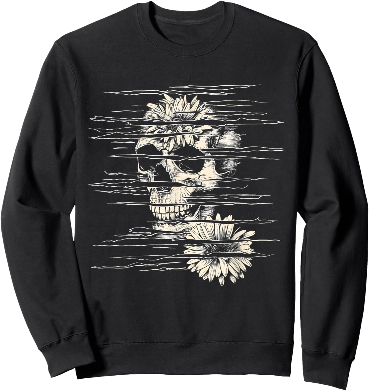 Rock Love With Abstract Skull Style Sweatshirt - Sweatshirt | Black