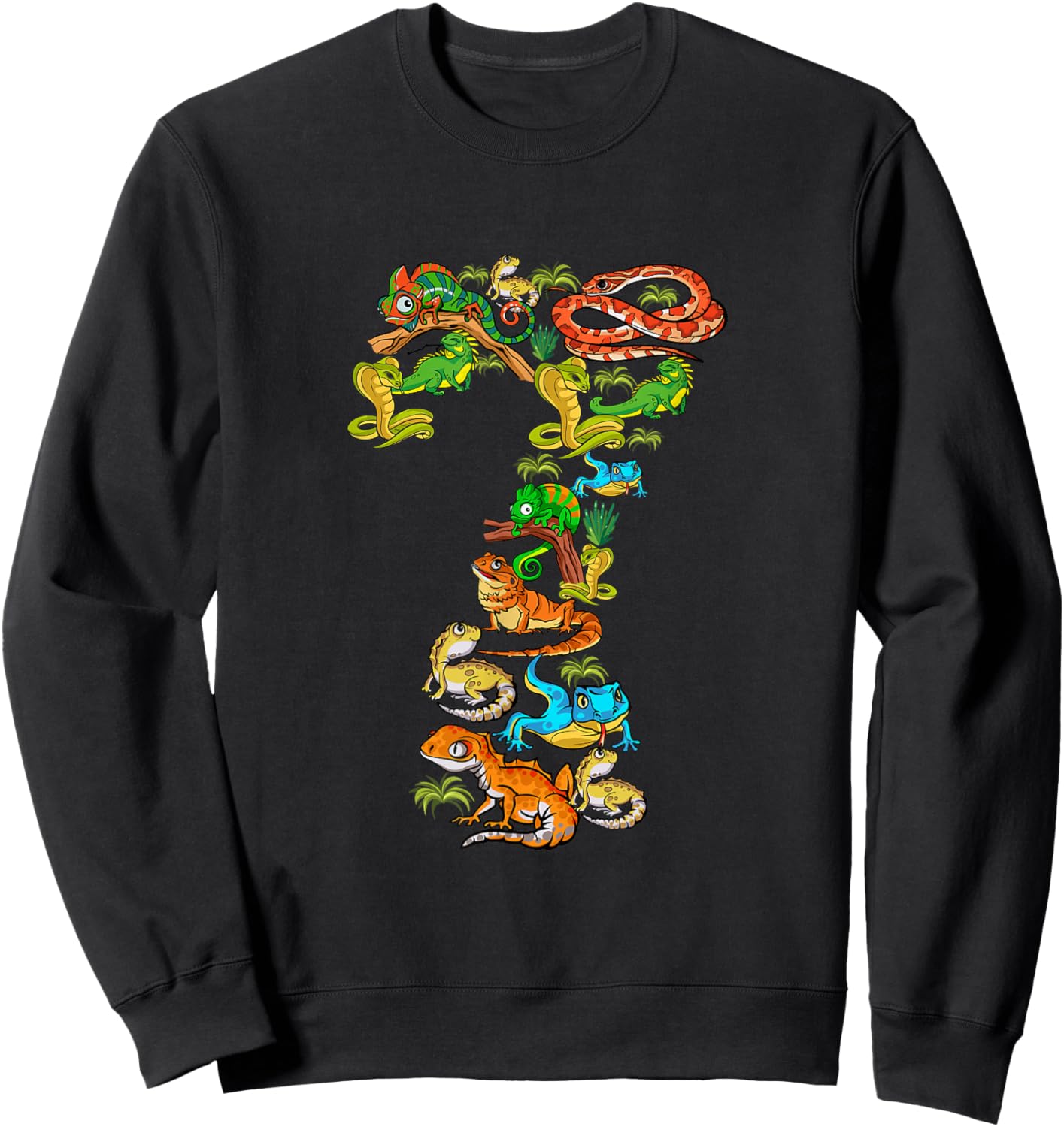 Kinder 7. Geburtstag Reptilien Eidechsen Motto 7 Jahre alte Jungen Sweatshirt - Sweatshirt | Black