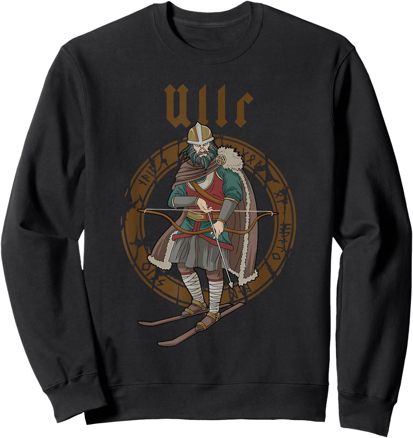 Ullr God Of Archery Norse Hunting Viking Ski Sweatshirt - Sweatshirt | Black