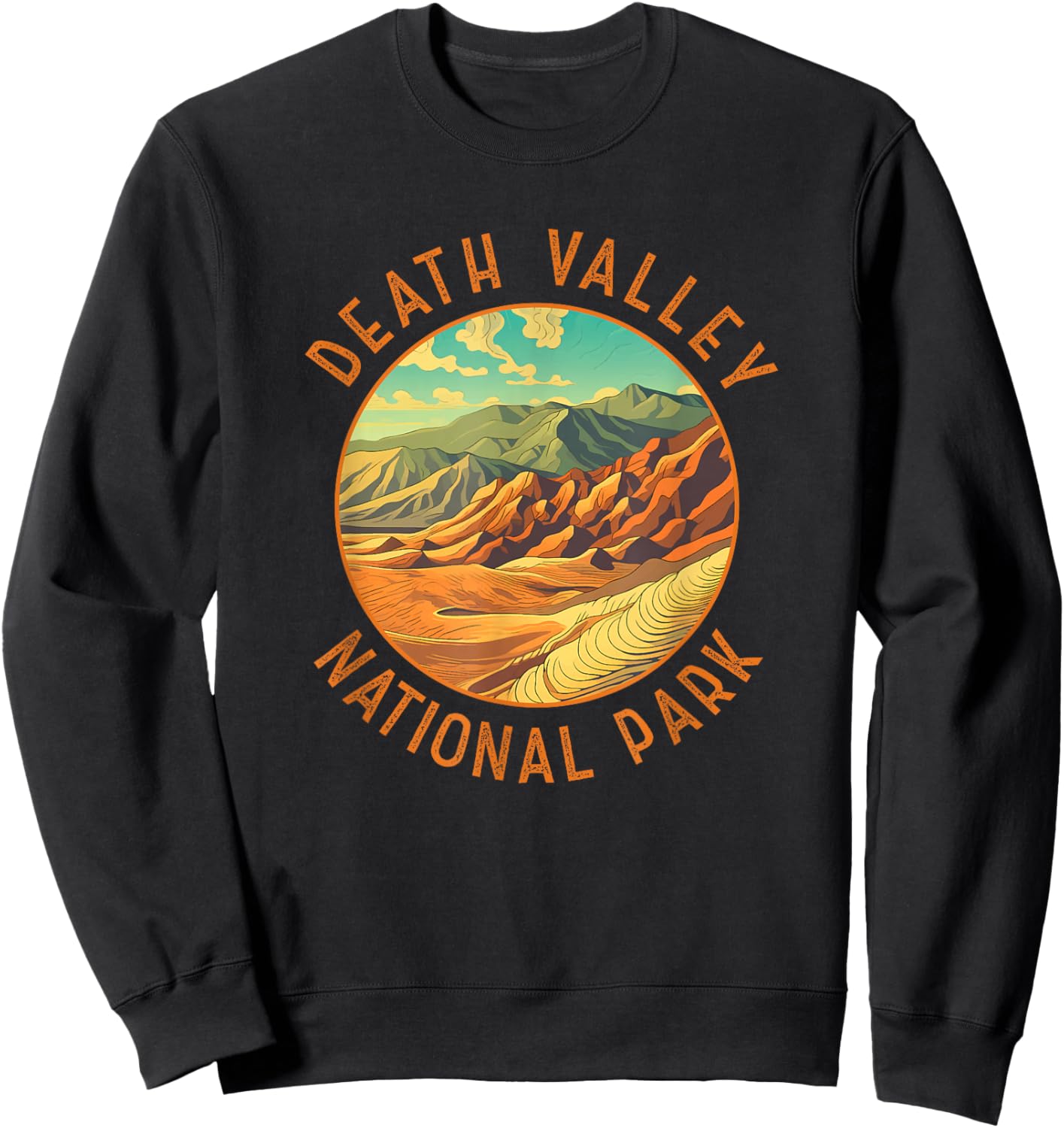 Death Valley National Park Illustration Distressed Circle Sweatshirt - Sweatshirt | Black