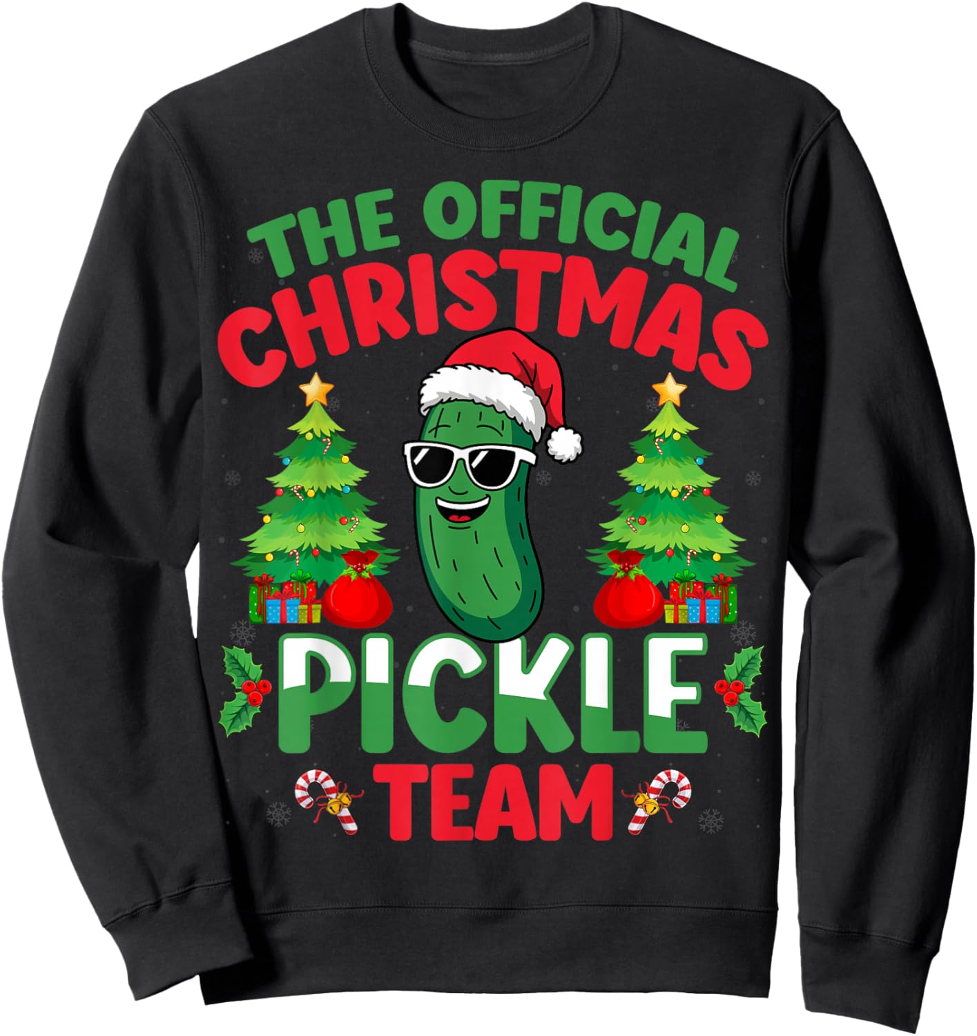 Pickle Wearing Santa Hat Xmas Party - Christmas Pickle Team Sweatshirt - Sweatshirt | Black