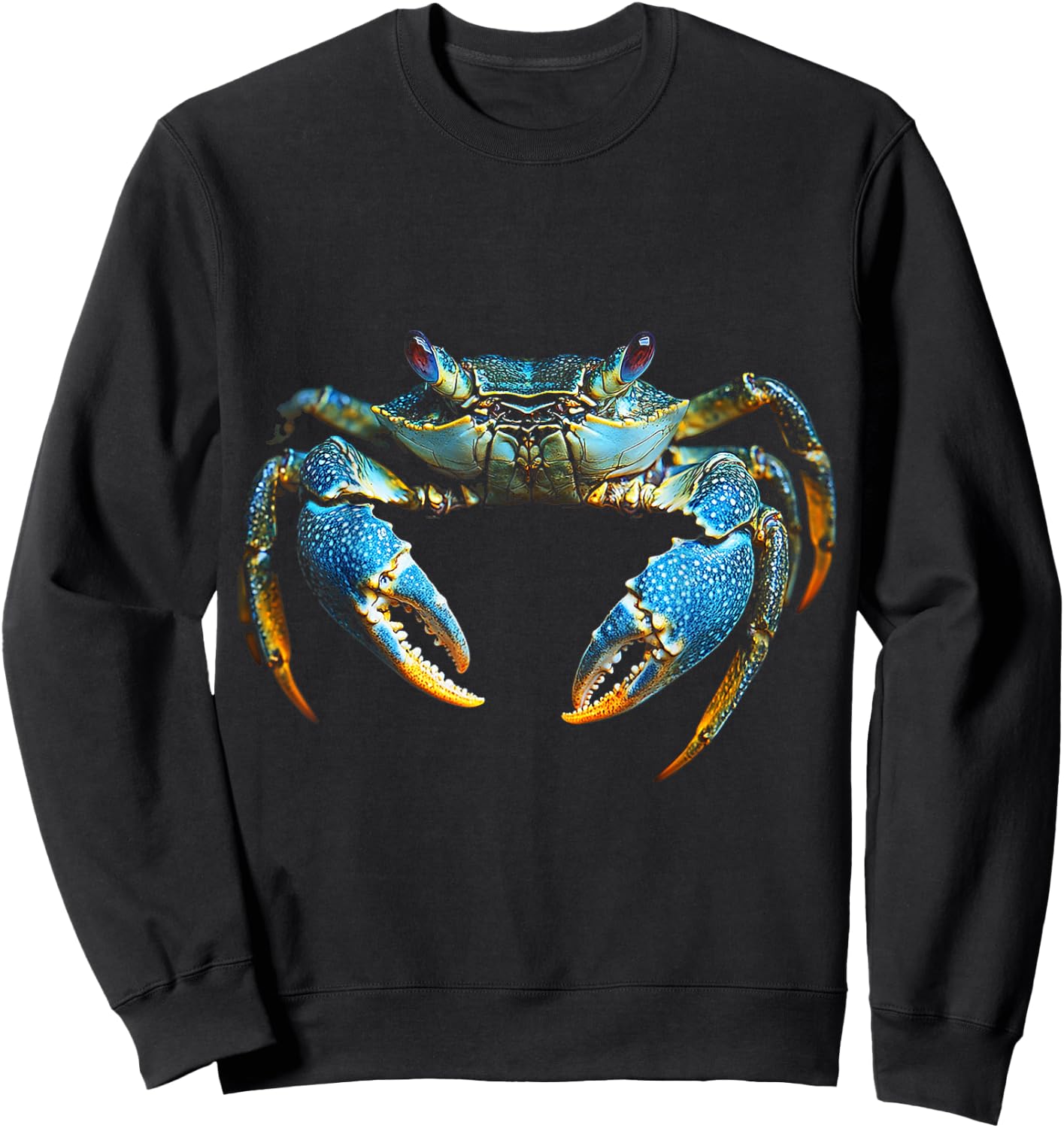 Crab Animal Motif Blue Eyes Illustration Crab Sweatshirt - Sweatshirt | Black