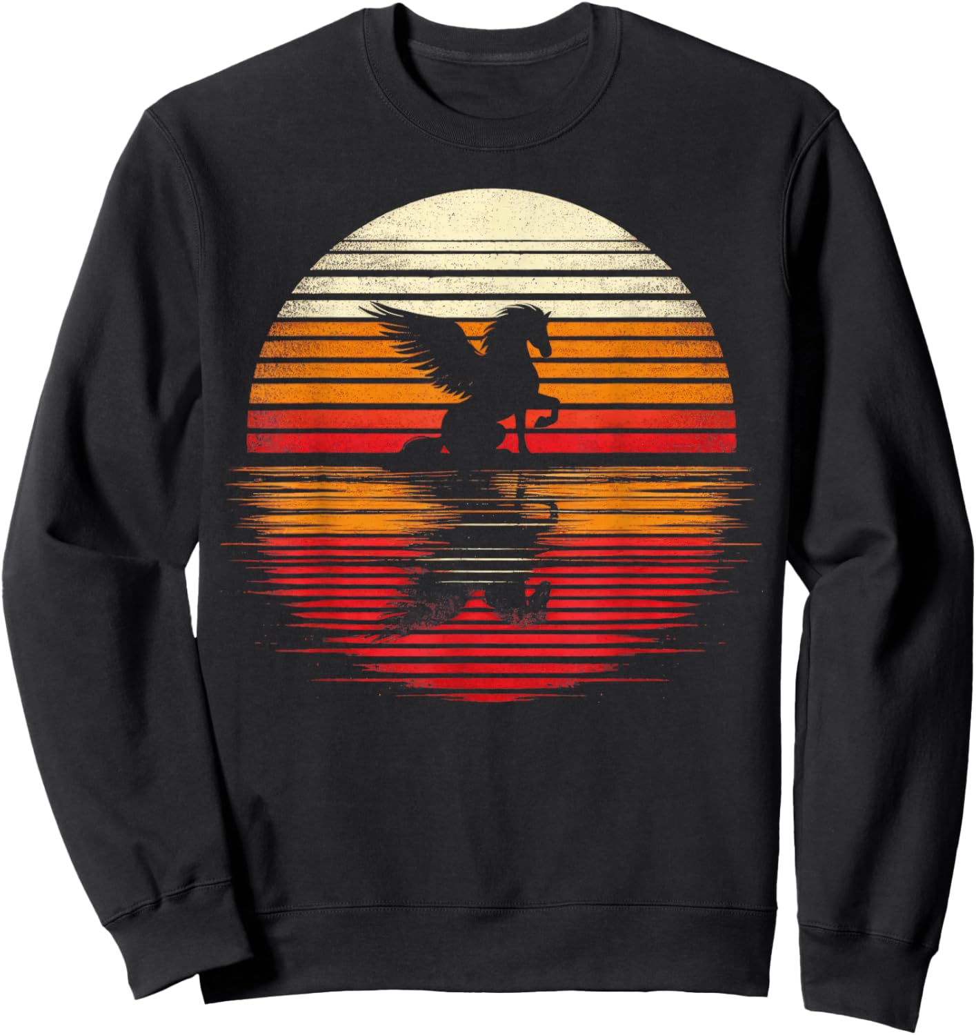 Pegasus Sunset Retro Style Safari Vintage 70s Sweatshirt - Sweatshirt | Black