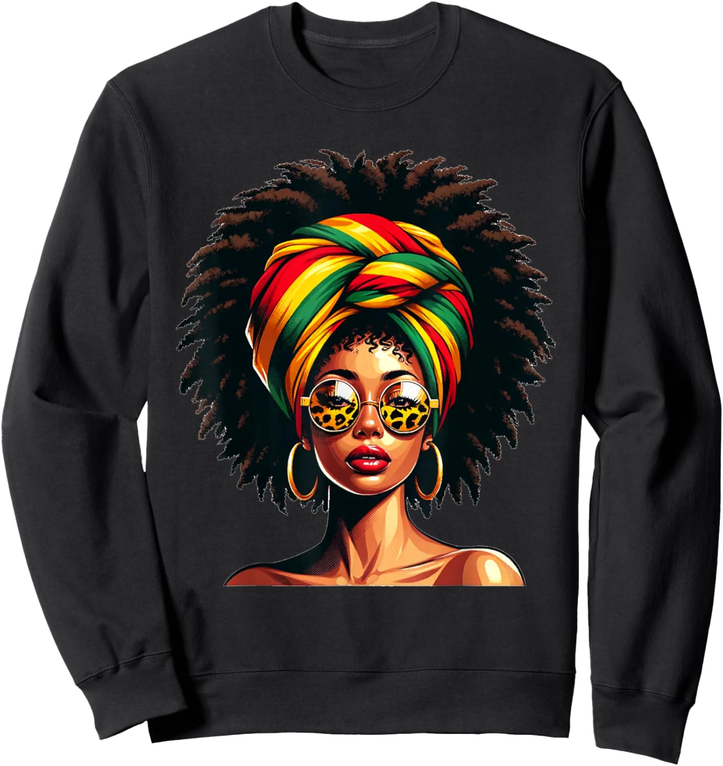 Afro Woman African Melanin Headscarf Nubian Black History Sweatshirt - Sweatshirt | Black