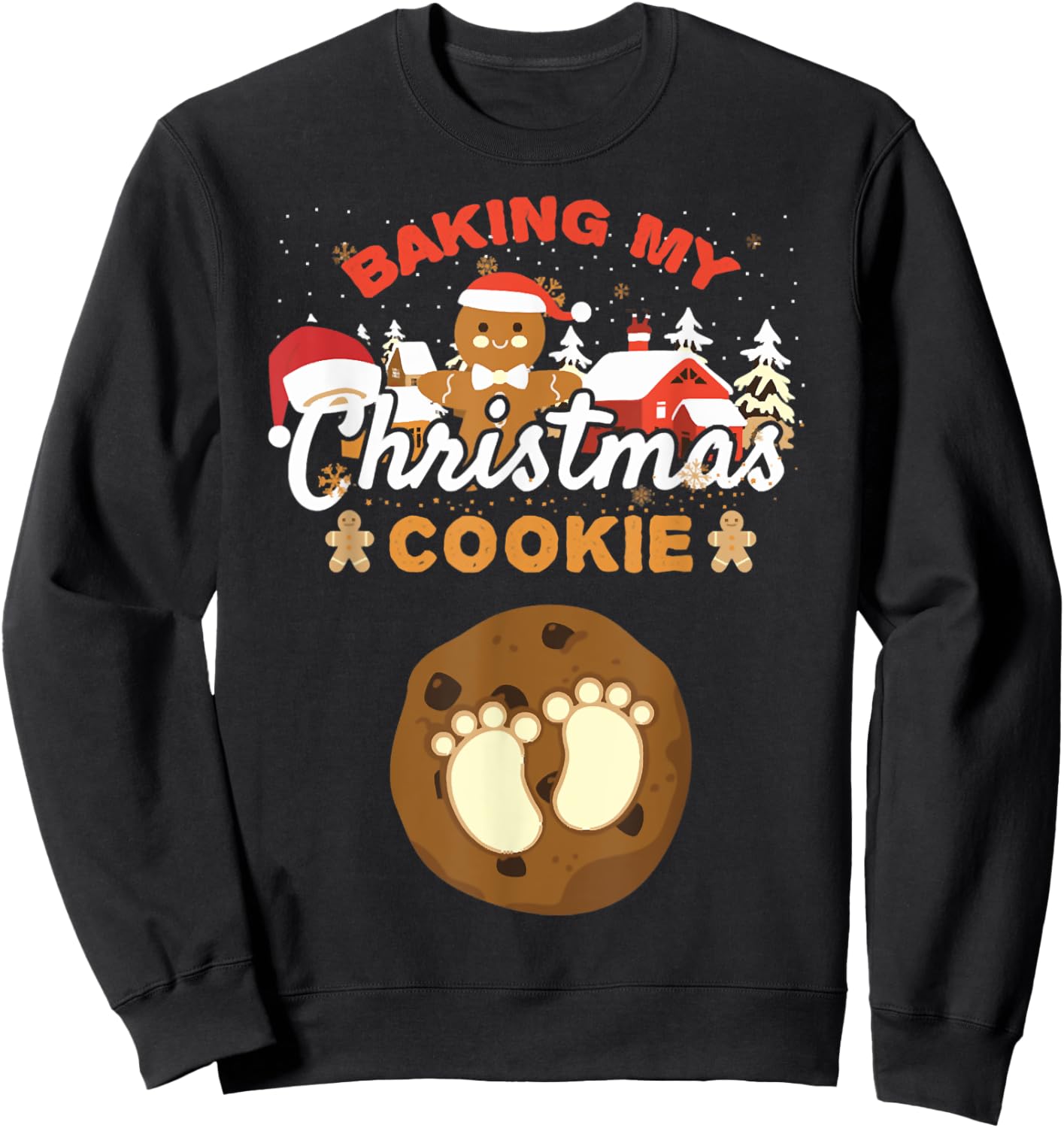 Baking My Christmas Cookies Pregnancy Xmas Gingerbread Sweatshirt - Sweatshirt | Black