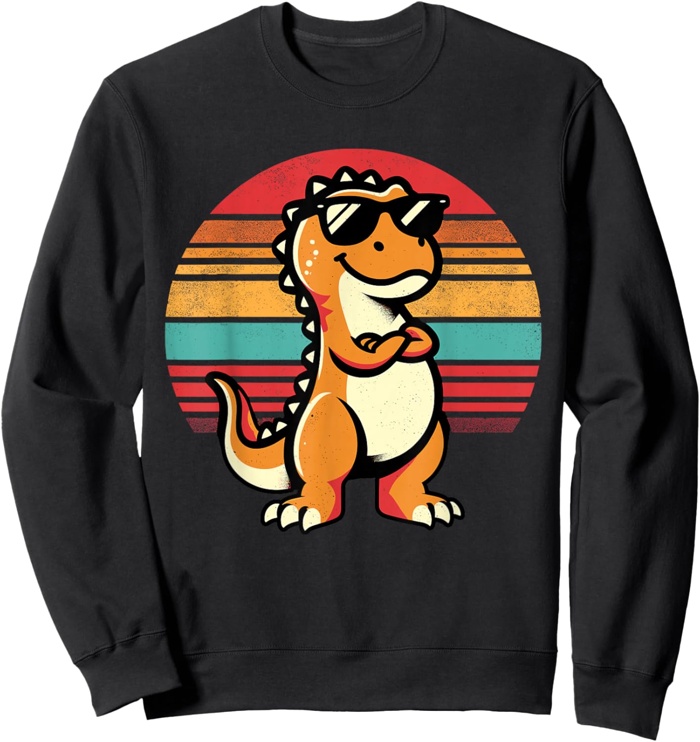 Retro Dinosaur T-Rex Funny Dinosaur Sweatshirt - Sweatshirt | Black