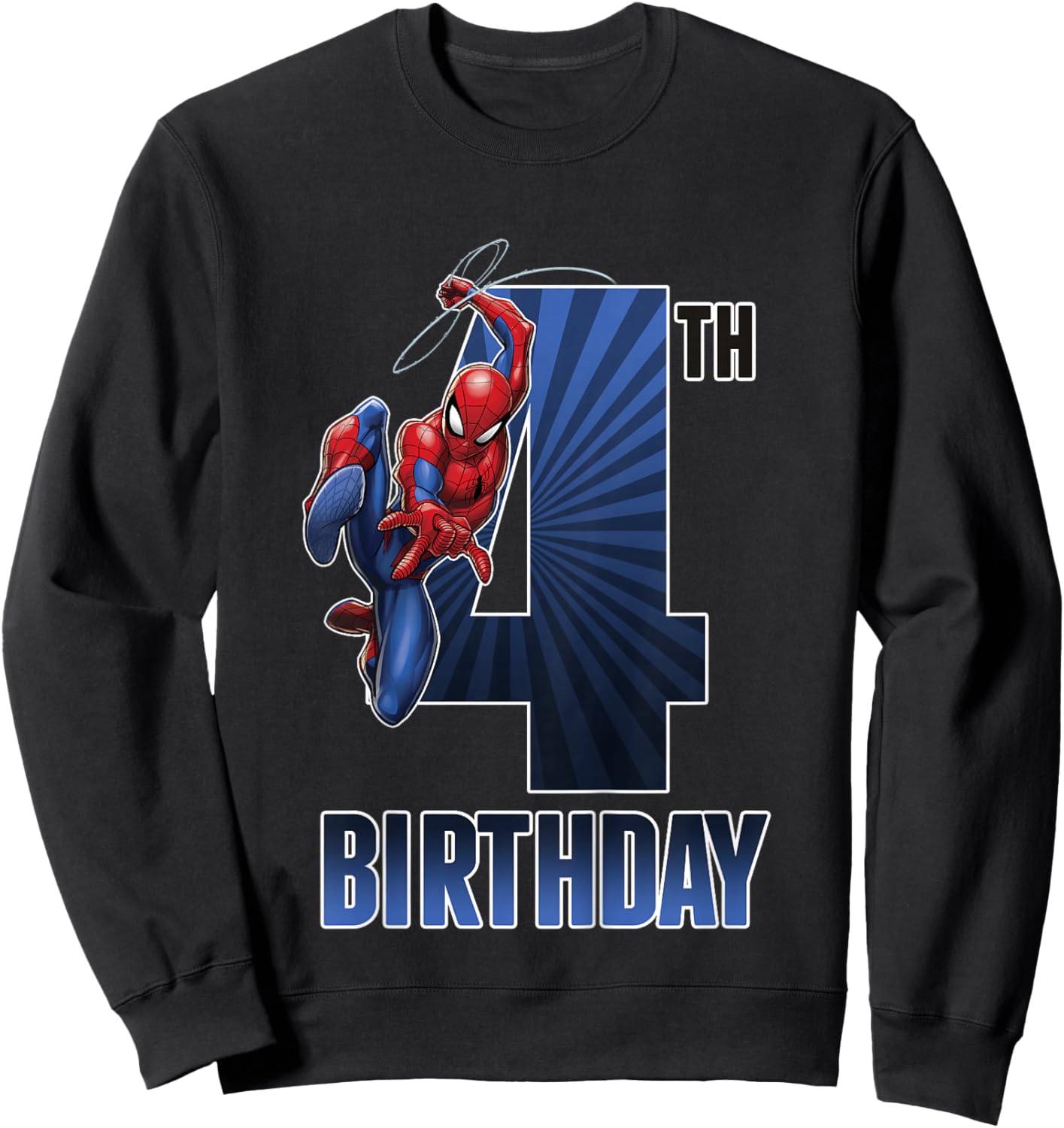Kids Marvel Universe Classic Spider-Man Epic 4th Birthday Sweatshirt - Sweatshirt | Black