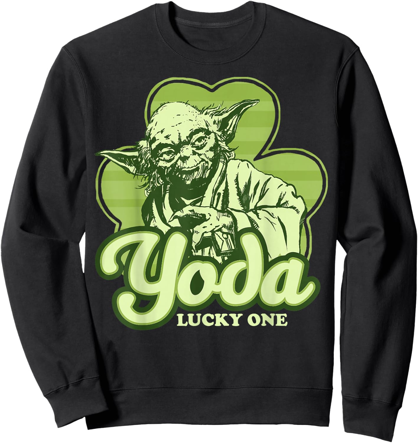 Star Wars St. Patrick's Day Yoda Lucky One Clover Smile Sweatshirt - Sweatshirt | Black