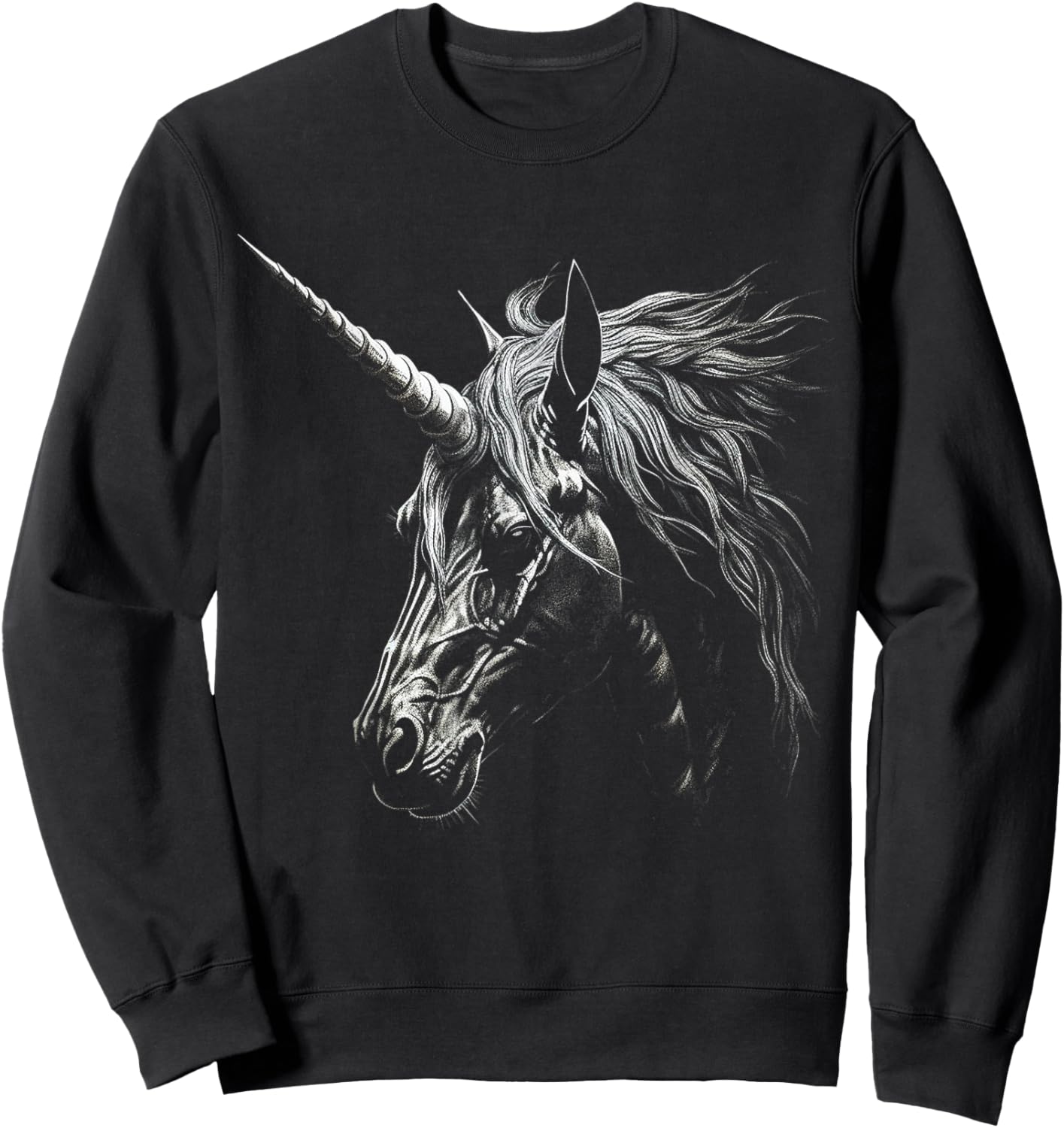 Unicorn Drawing Animal Love Face Art Graphic Unicorn Sweatshirt - Sweatshirt | Black