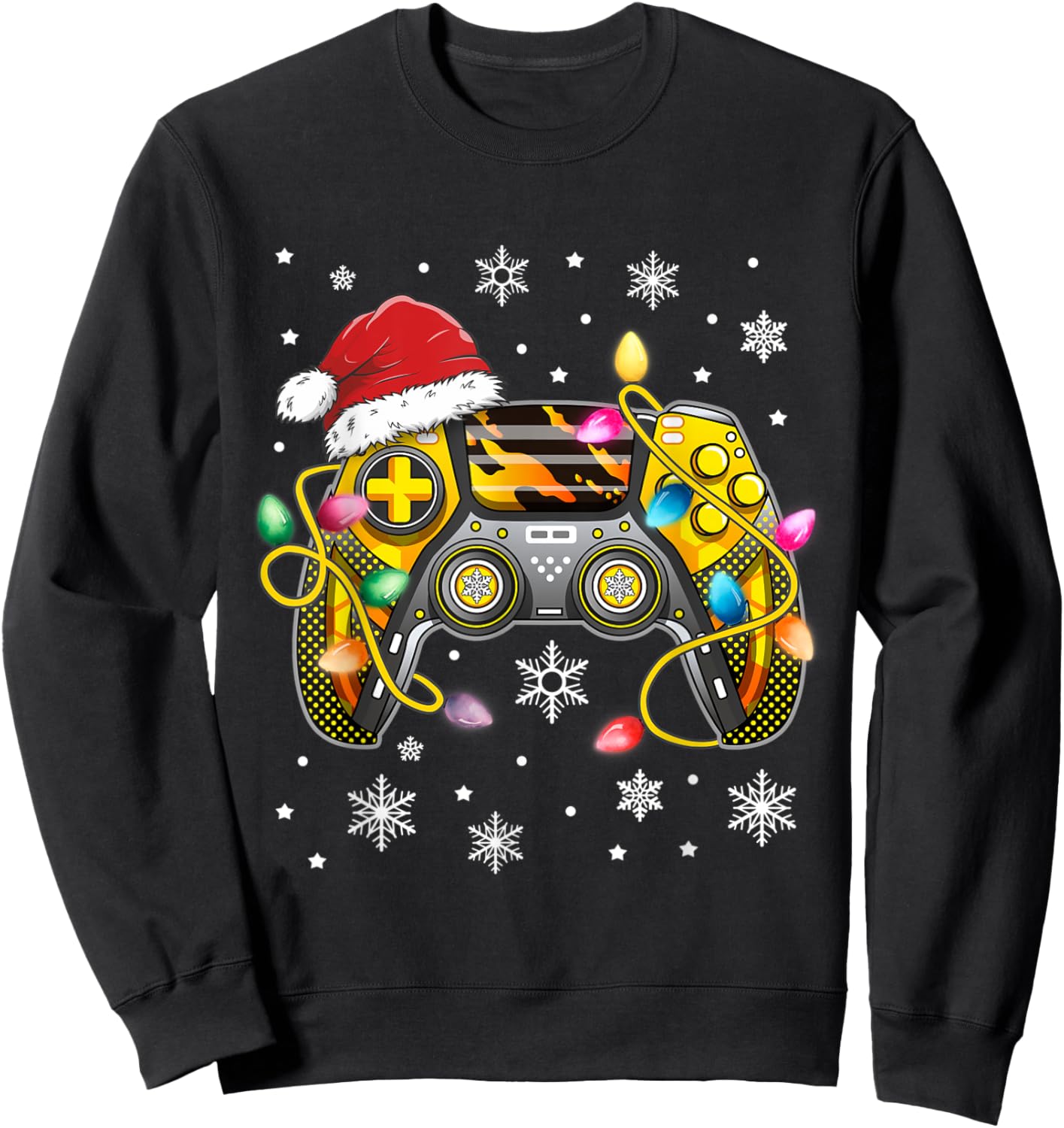Video Game Controller Christmas Santa Hat Gamer Boys Sweatshirt - Sweatshirt | Black