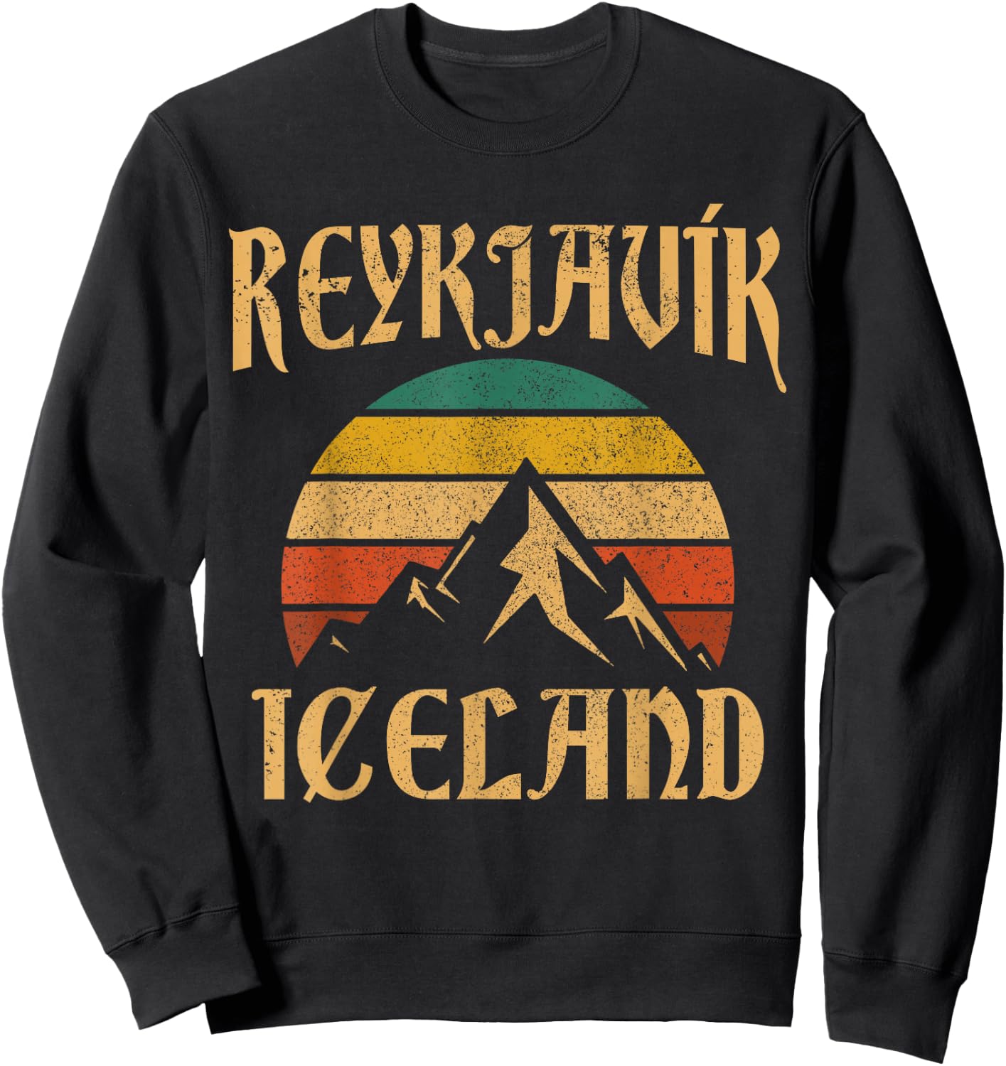 Reykjavik Island Island Vintage Mountains Sweatshirt - Sweatshirt | Black