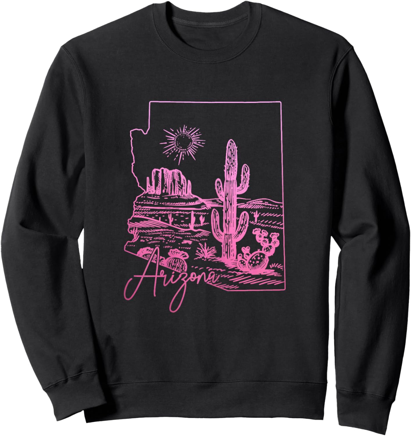 State of Arizona USA Cactus Vintage Sweatshirt - Sweatshirt | Black