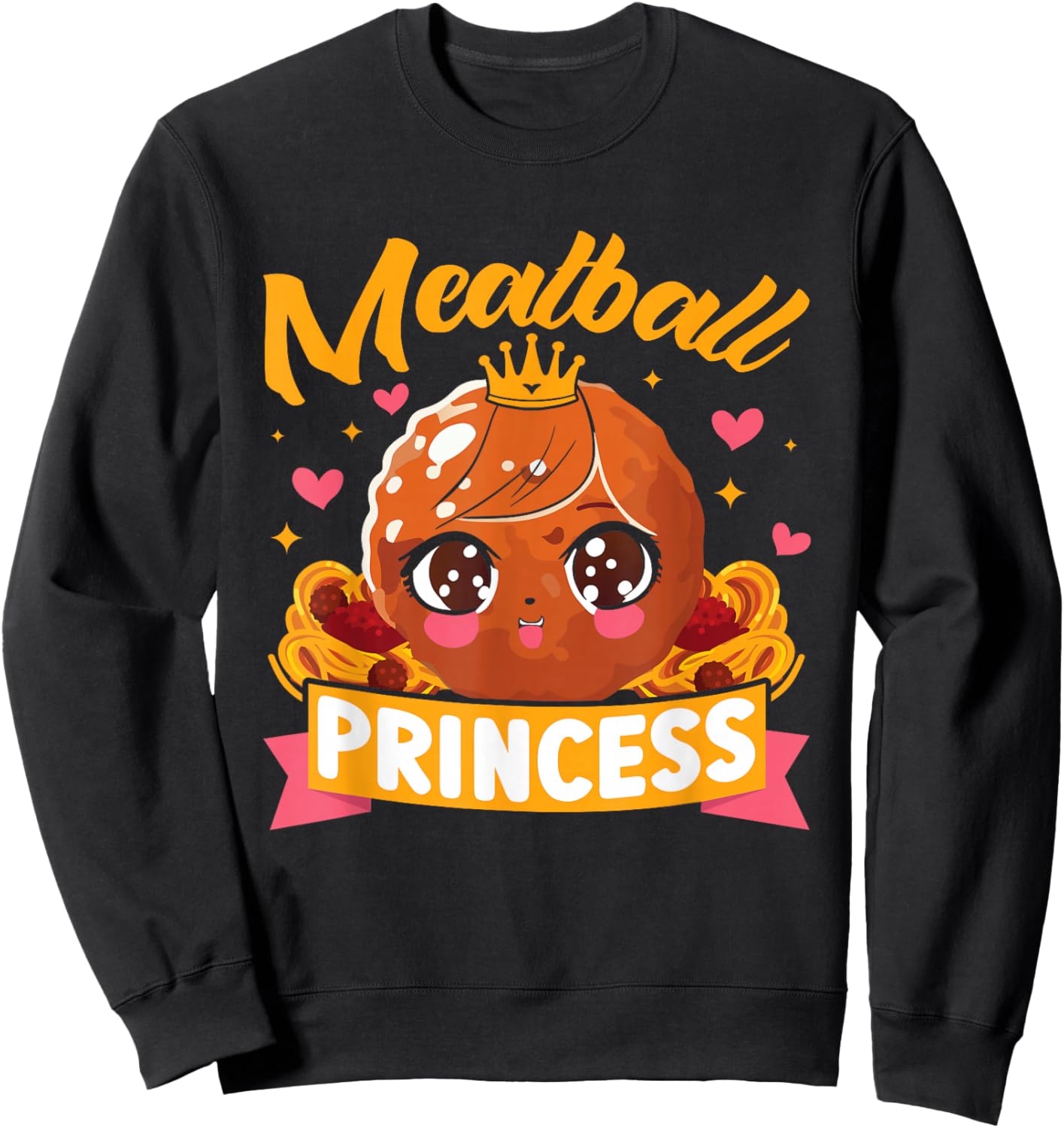 Kids Meatball Princess Funny Sweatshirt - Sweatshirt | Black