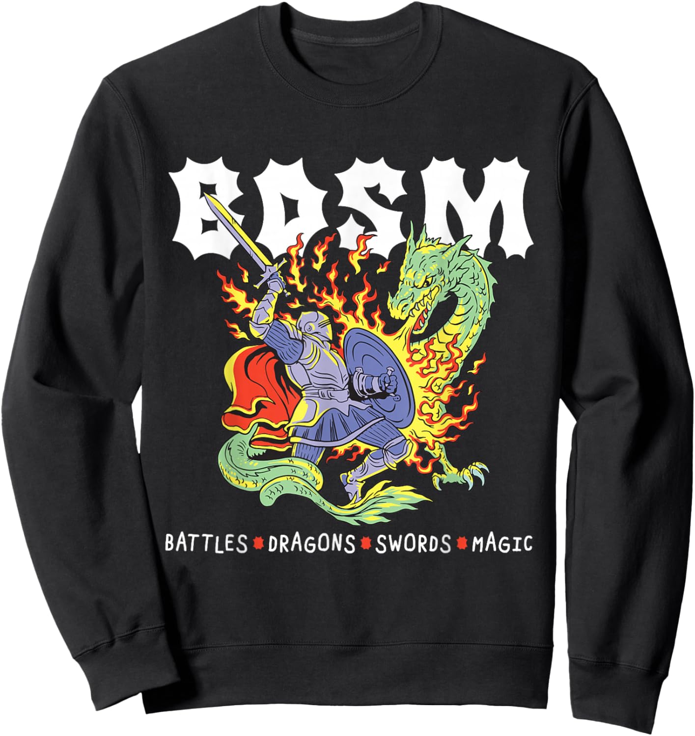 BDSM Battles Dragons Swords Magic RPG Fantasy Knight Dragon Sweatshirt - Sweatshirt | Black