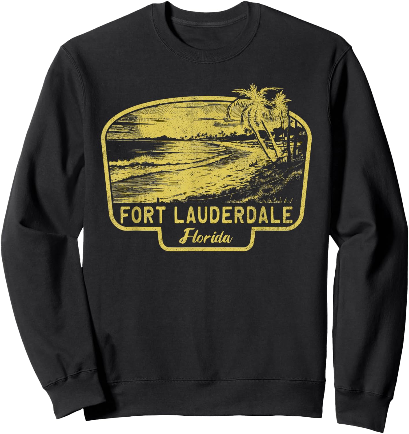 Fort Lauderdale Florida Beach Surf Vintage Blue Men Women Sweatshirt - Sweatshirt | Black