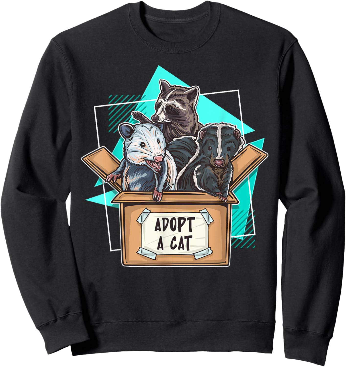 Adopt a Cat Raccoon Opossum SKunk Street Cat Trash Panda Women Girls Kids Sweatshirt - Sweatshirt | Black