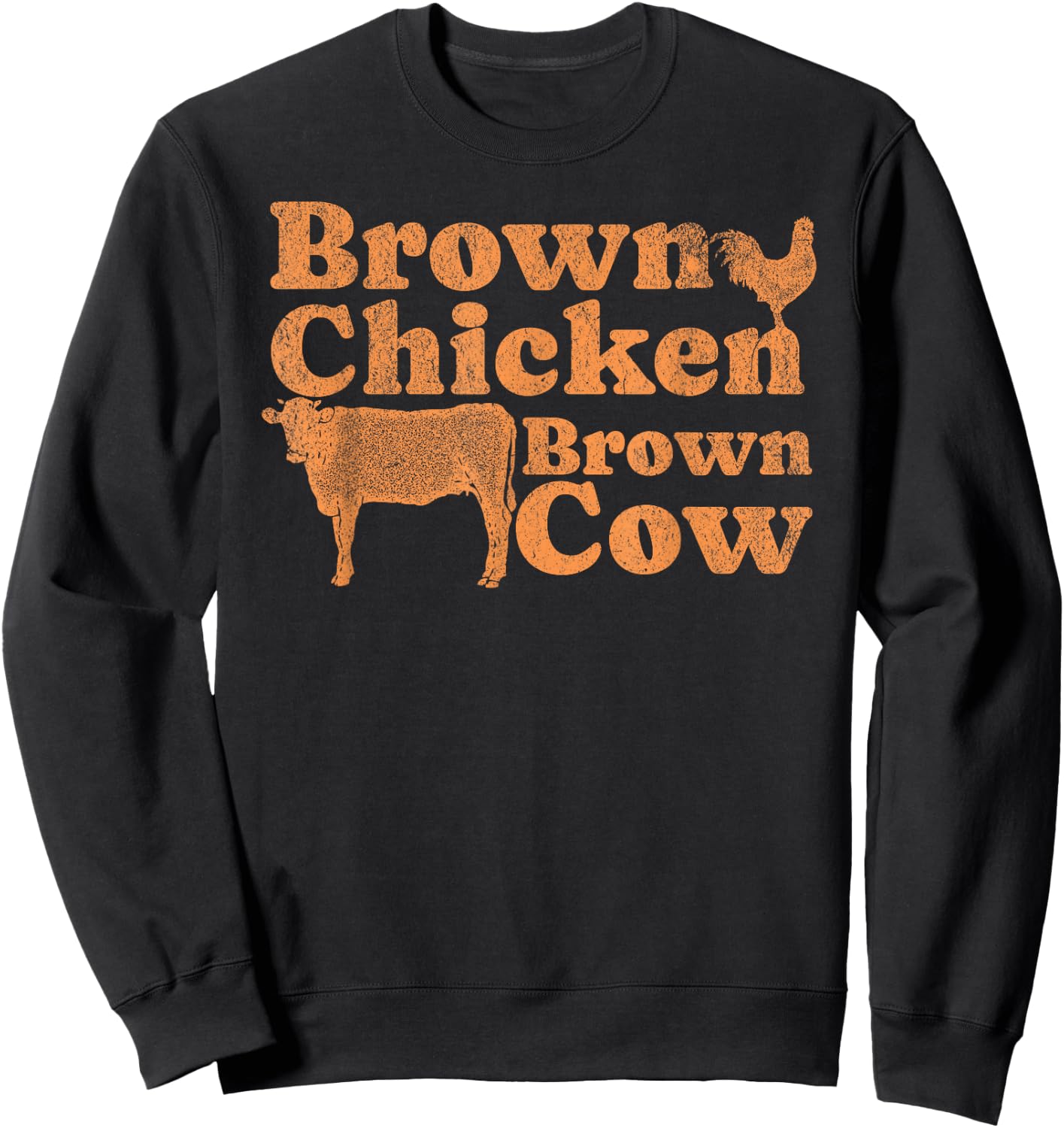 1970s Music Bow Chicka Wow Wow Joke Brown Chicken Brown Cow Sweatshirt - Sweatshirt | Black