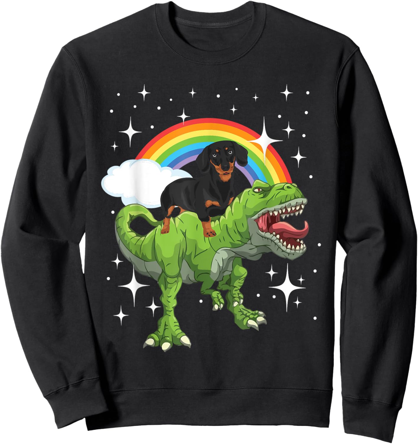 Dinosaur And Dachshund - Trex Dog Lover Puppy Trainer Men Women Kids Sweatshirt - Sweatshirt | Black