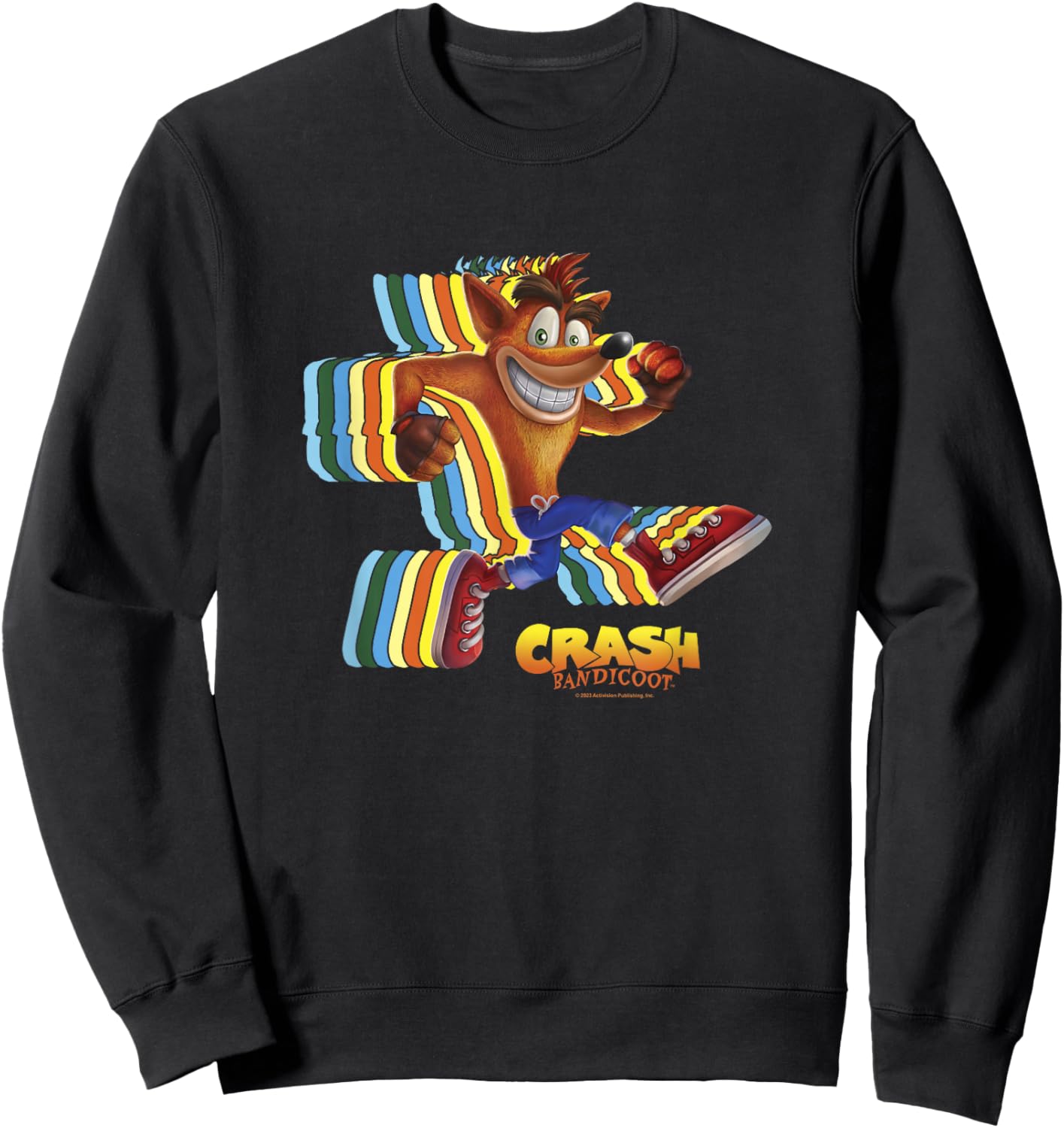 Crash Bandicoot Retro Crash Rainbow Vintage Action Glitch Sweatshirt - Sweatshirt | Black