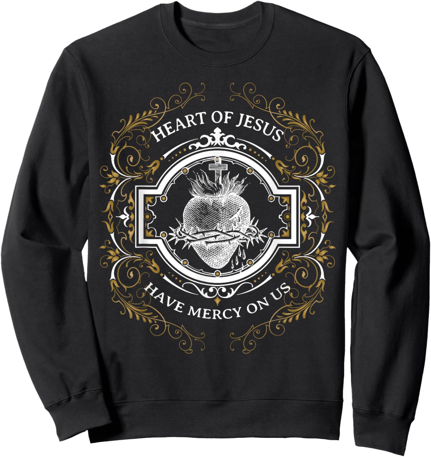 Sacred Heart of Jesus Litany Vintage Blessing Catholic Sweatshirt - Sweatshirt | Black
