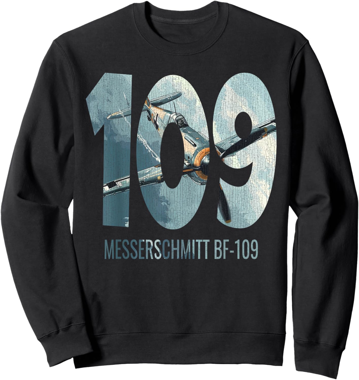 Military F&L Design Co. Messerschmitt BF-109 WW2 German Warbird Aviation Hobbyist , Small, Black Sweatshirt - Sweatshirt | Black