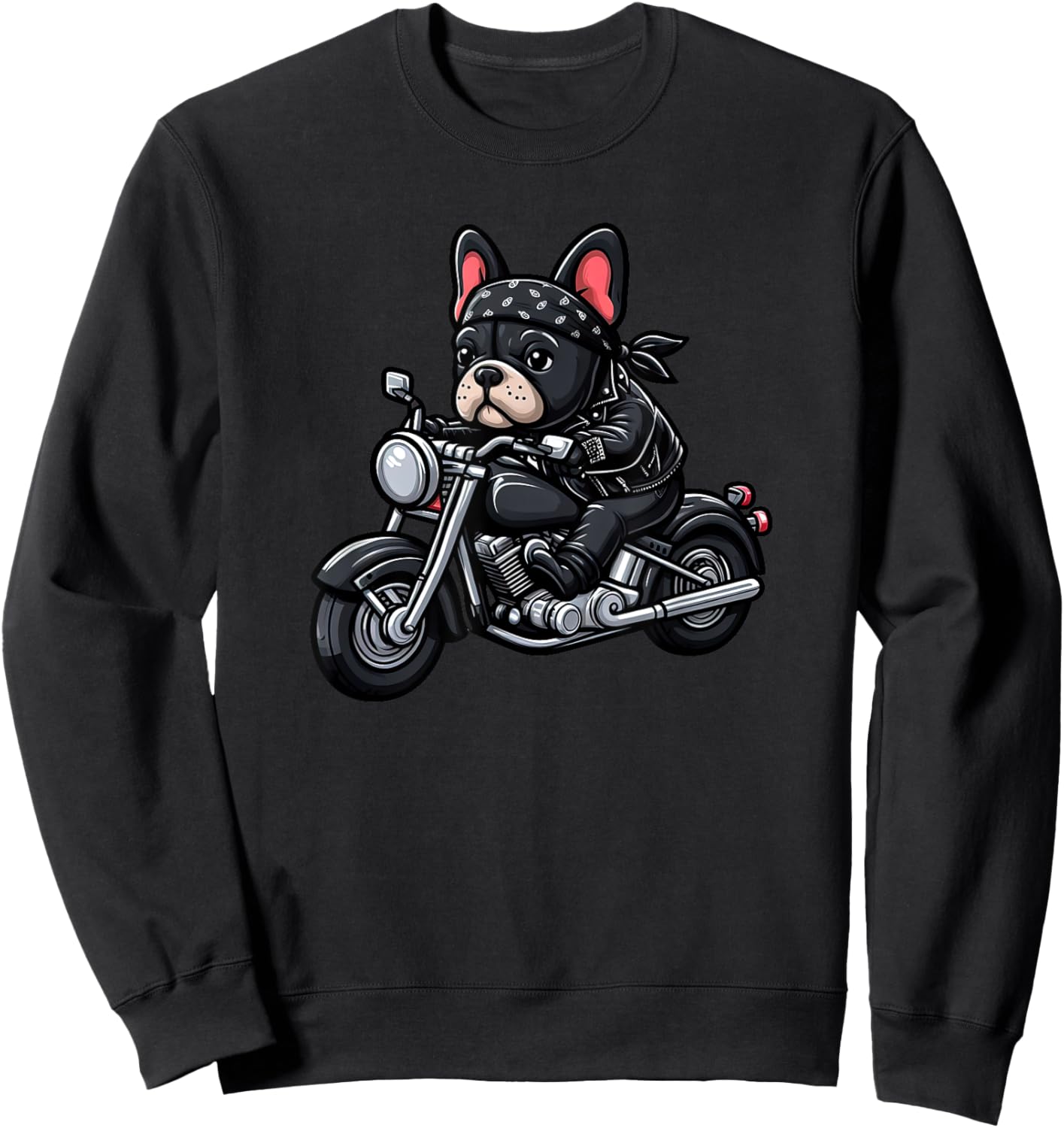 French Bulldog Biker Funny Dog Motorcycle Women Kids Sweatshirt - Sweatshirt | Black