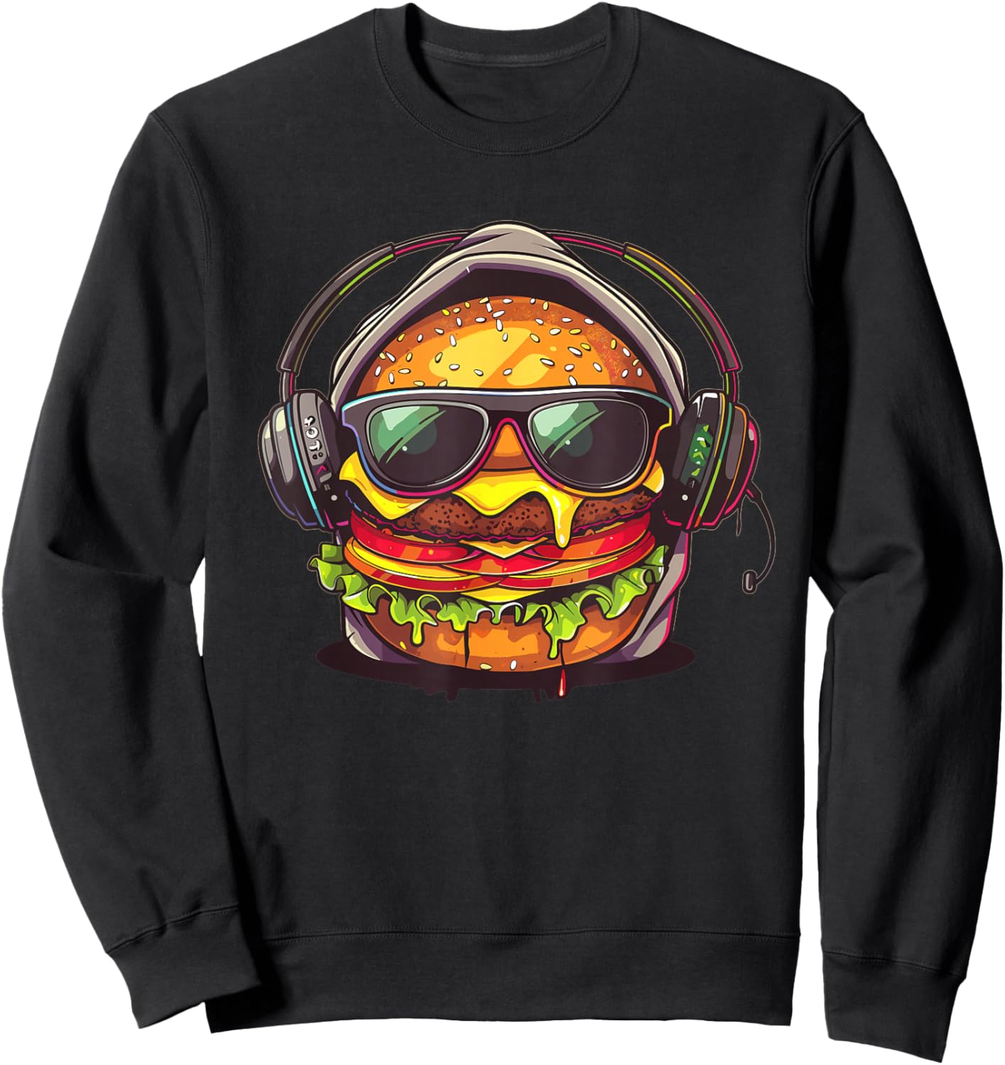 Cheeseburger with Sunglasses I Cheeseburger Sweatshirt - Sweatshirt | Black
