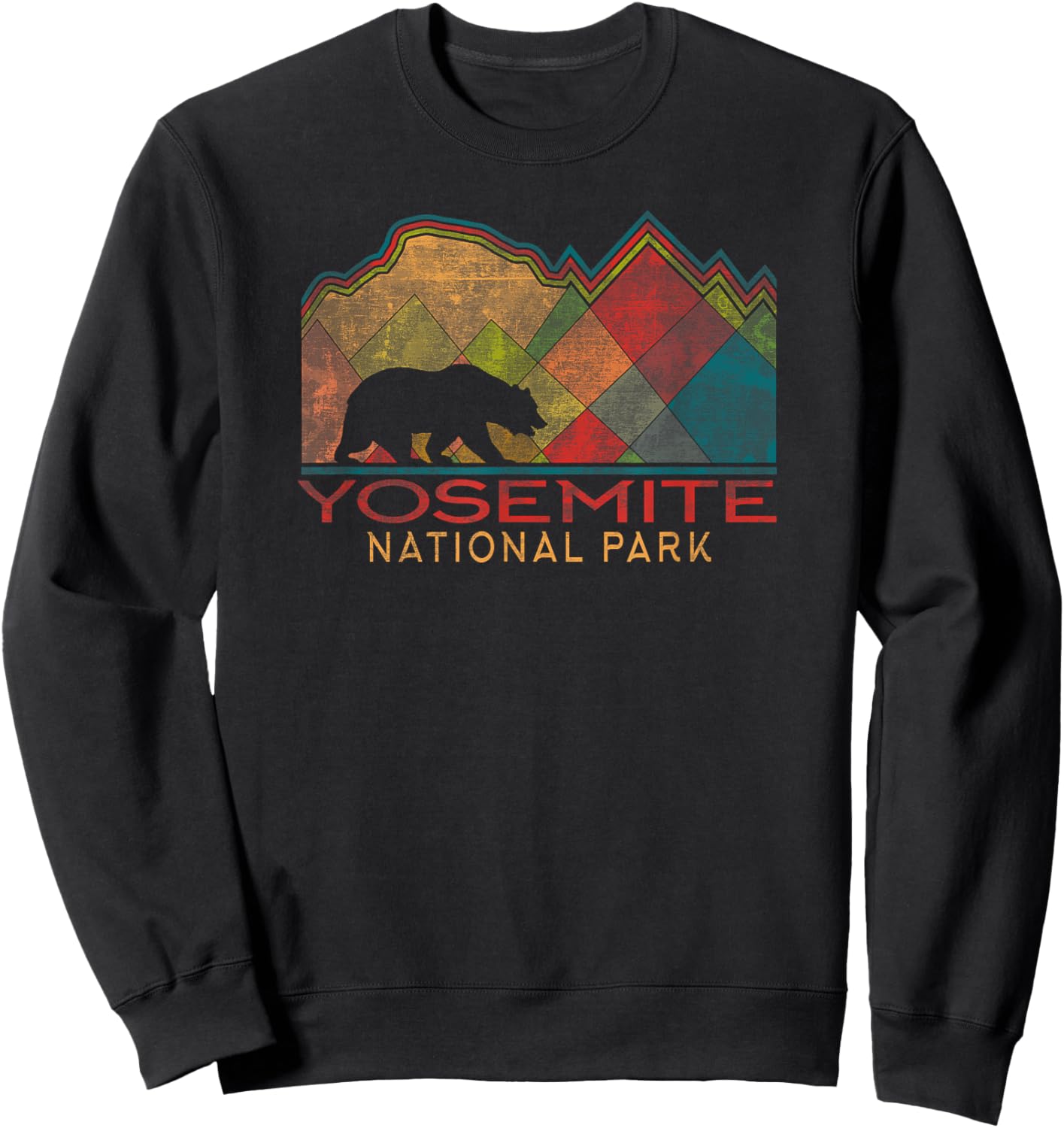 Yosemite National Park Vintage Sweatshirt - Sweatshirt | Black