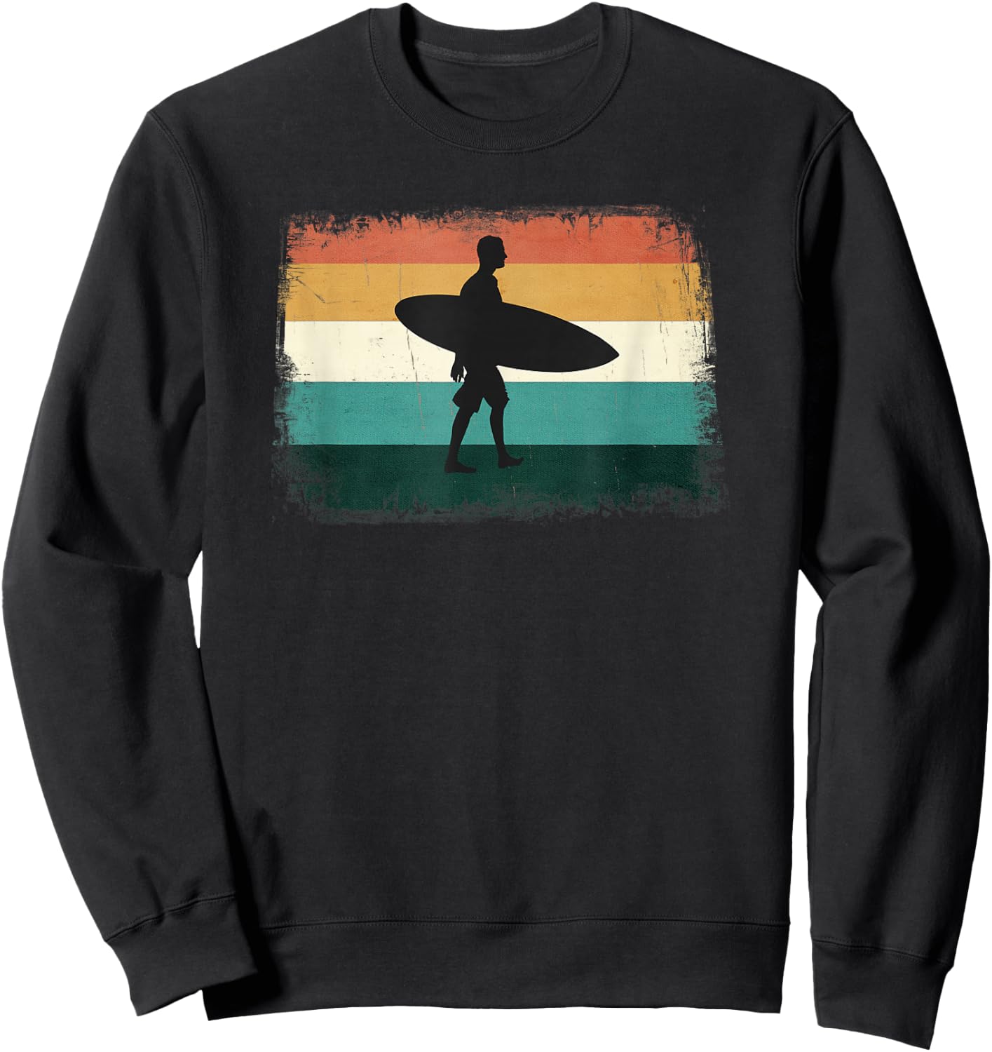 Retro Sunset Surfer - Vintage Surfing/Beach/Sun & Surf Sweatshirt - Sweatshirt | Black