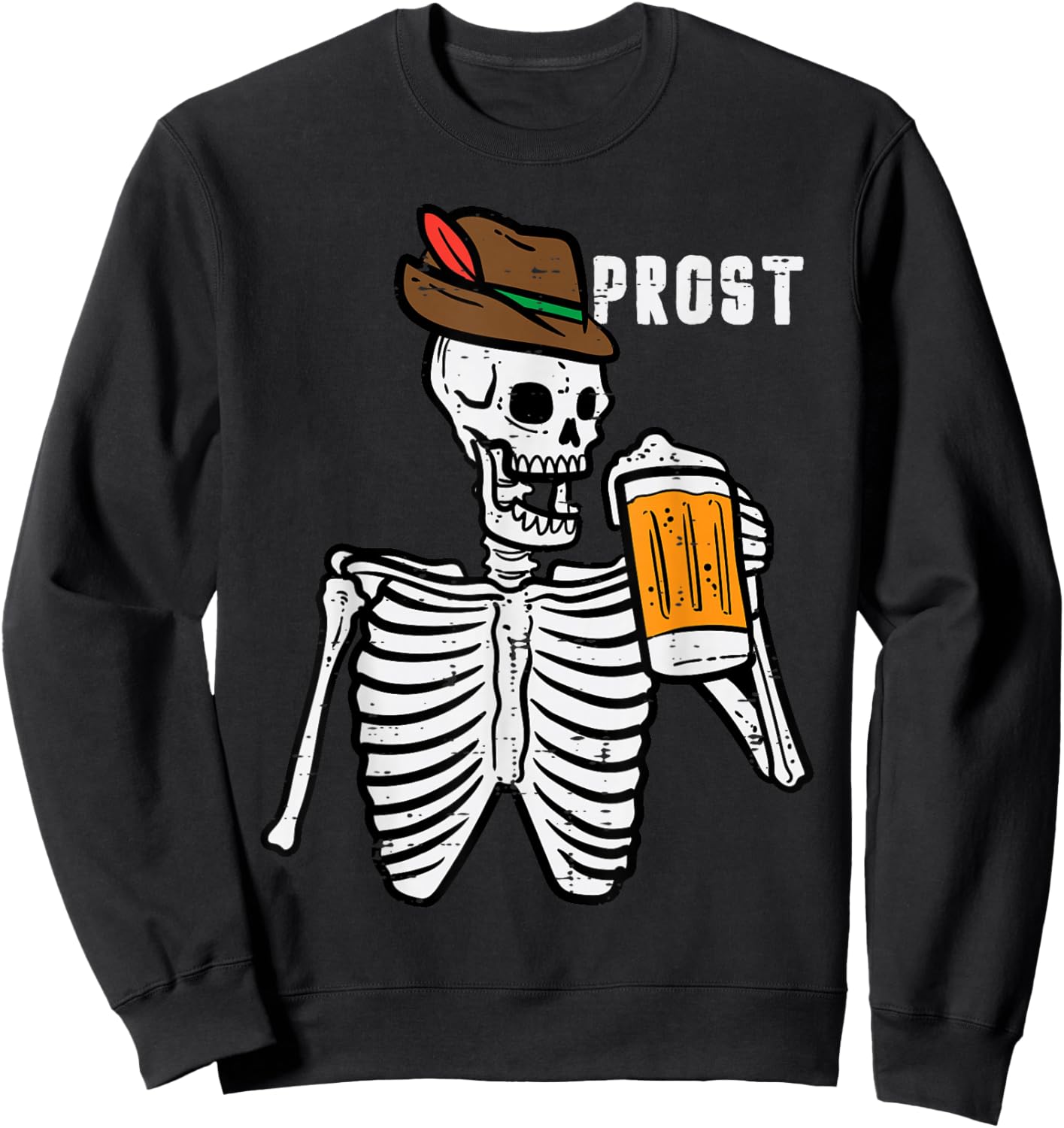 Skeleton Prost Bavarian Halloween German Oktoberfest Men Sweatshirt - Sweatshirt | Black
