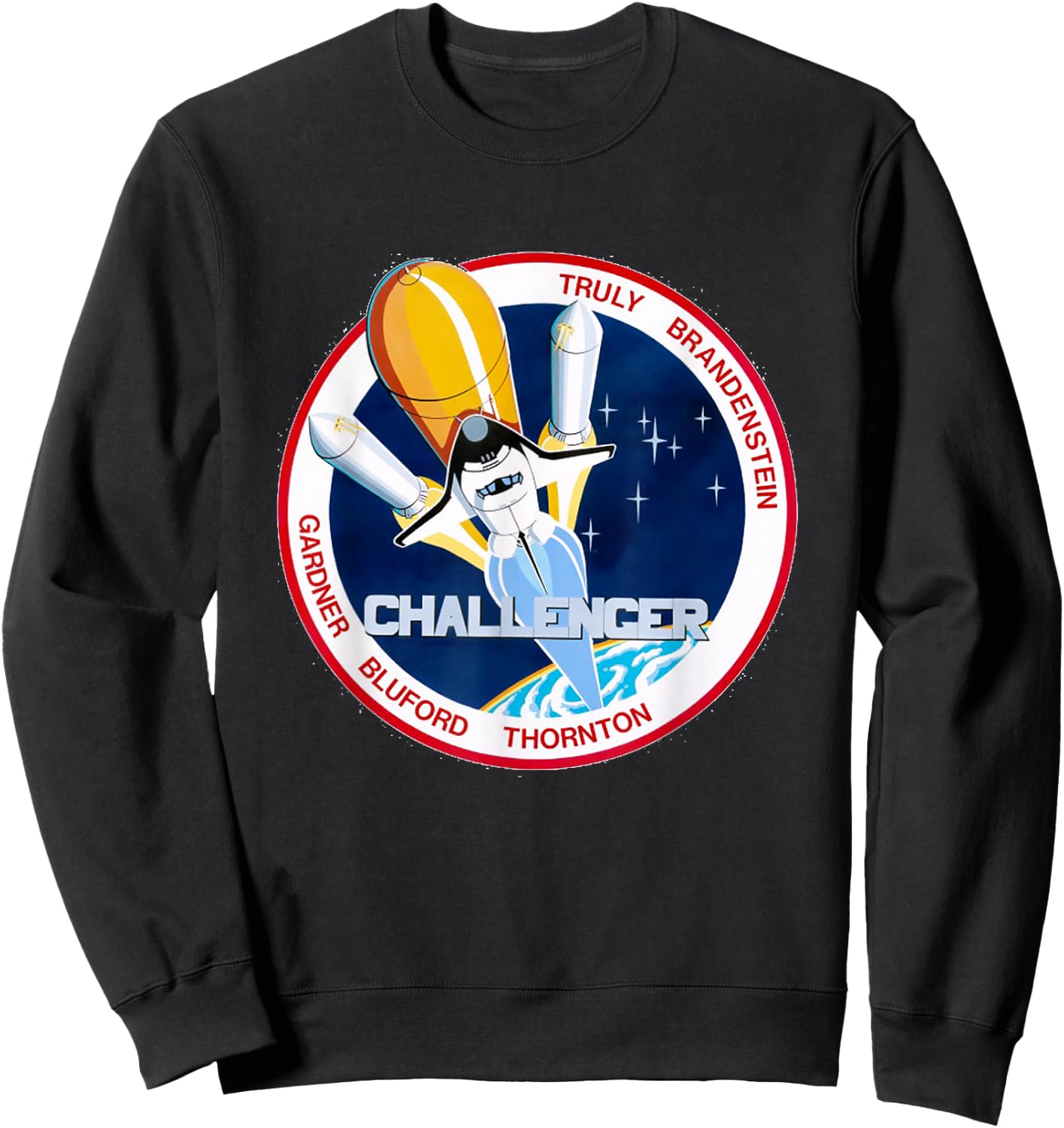 NASA space t shirt RETRO Challenger Shuttle mission Sweatshirt - Sweatshirt | Black