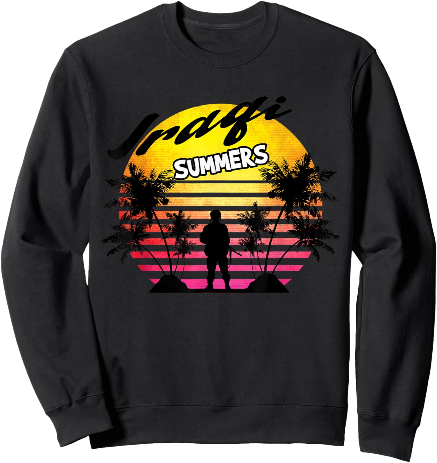 Retro Sun Iraqi Summers Veteran Gift Funny Iraq Veteran Sweatshirt - Sweatshirt | Black