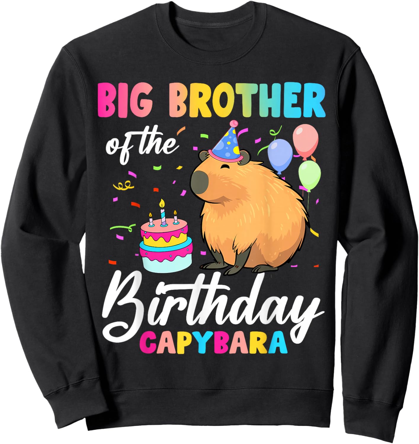Big Brother Of The Birthday Capybara Girl Bday Party Family Sweatshirt - Sweatshirt | Black