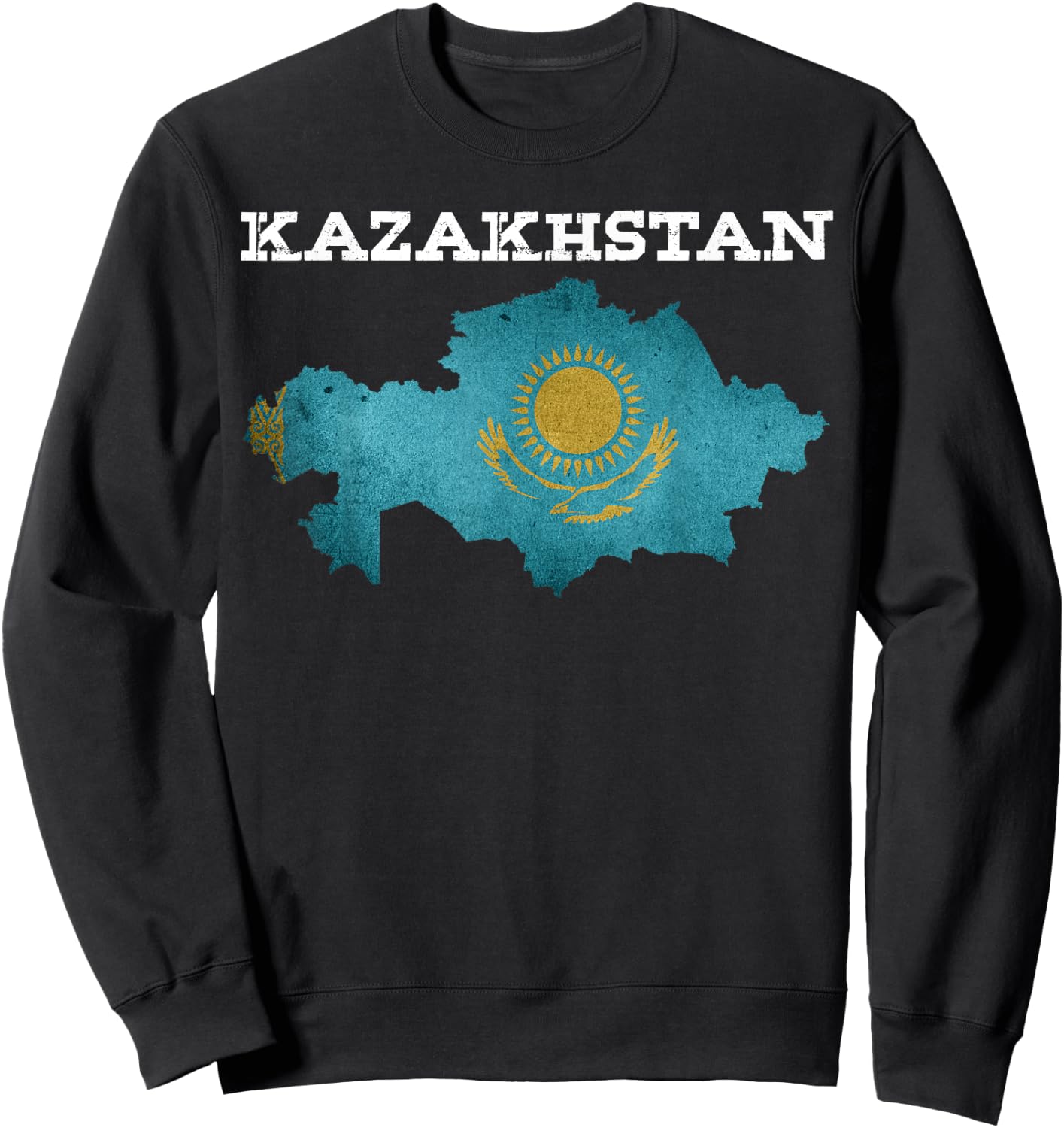 Kazakhstan Patriotic Heritage Eagle Kazakh Flag Gift Women Kids Men Sweatshirt - Sweatshirt | Black