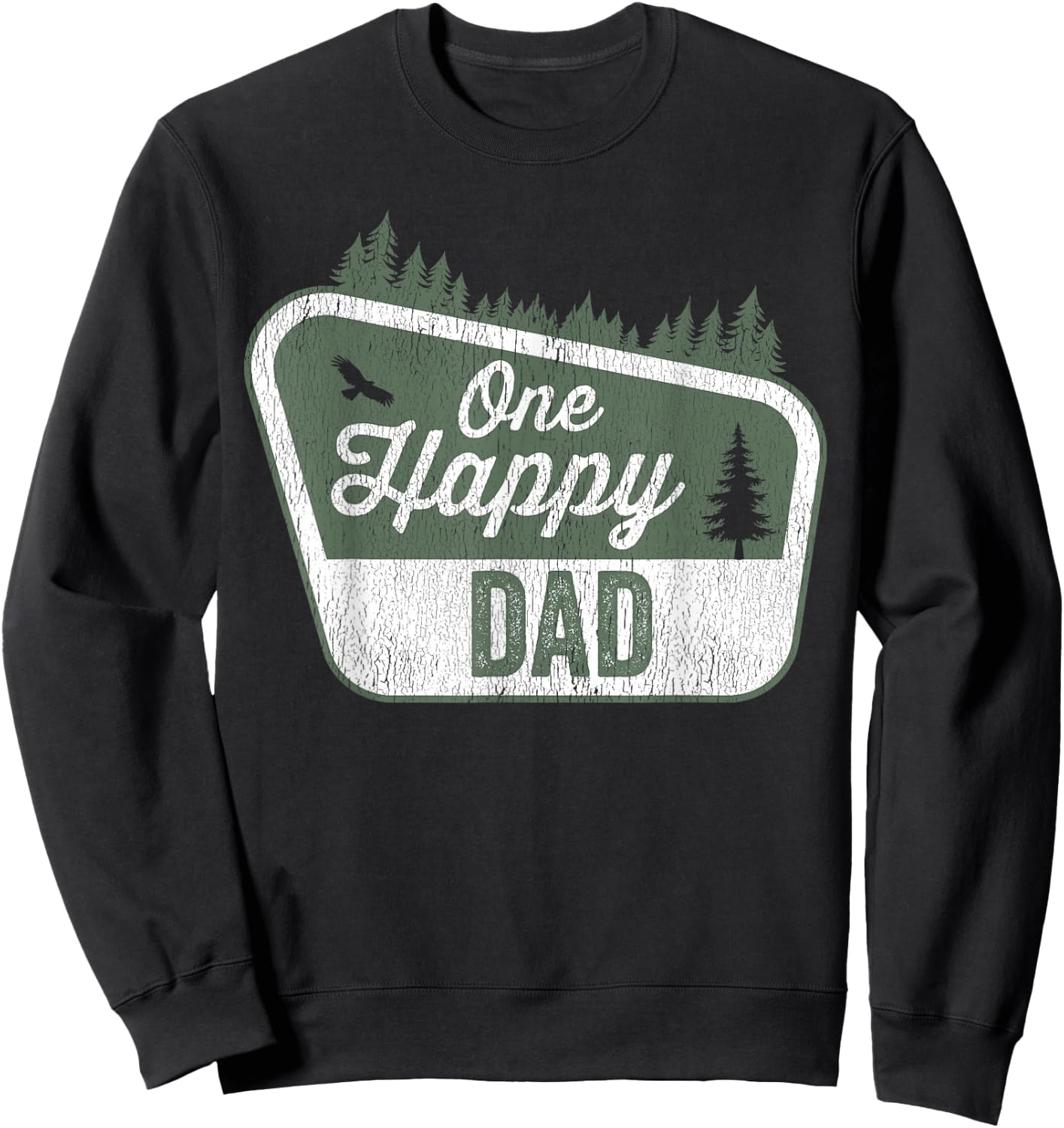 One Happy Dad Matching Family Birthday Party Camping Sweatshirt - Sweatshirt | Black