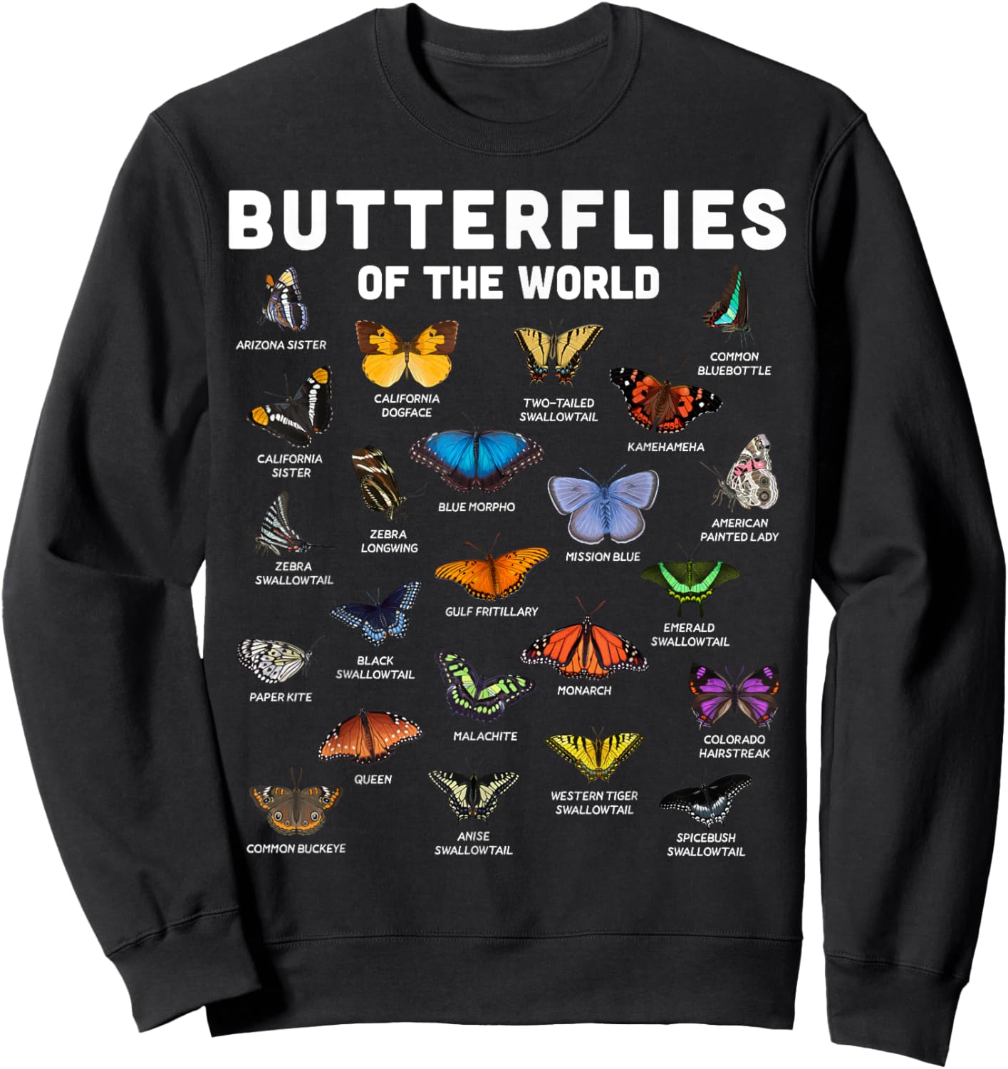 Butterfly Shirt Butterflies Of The World Butterfly Lover Sweatshirt - Sweatshirt | Black