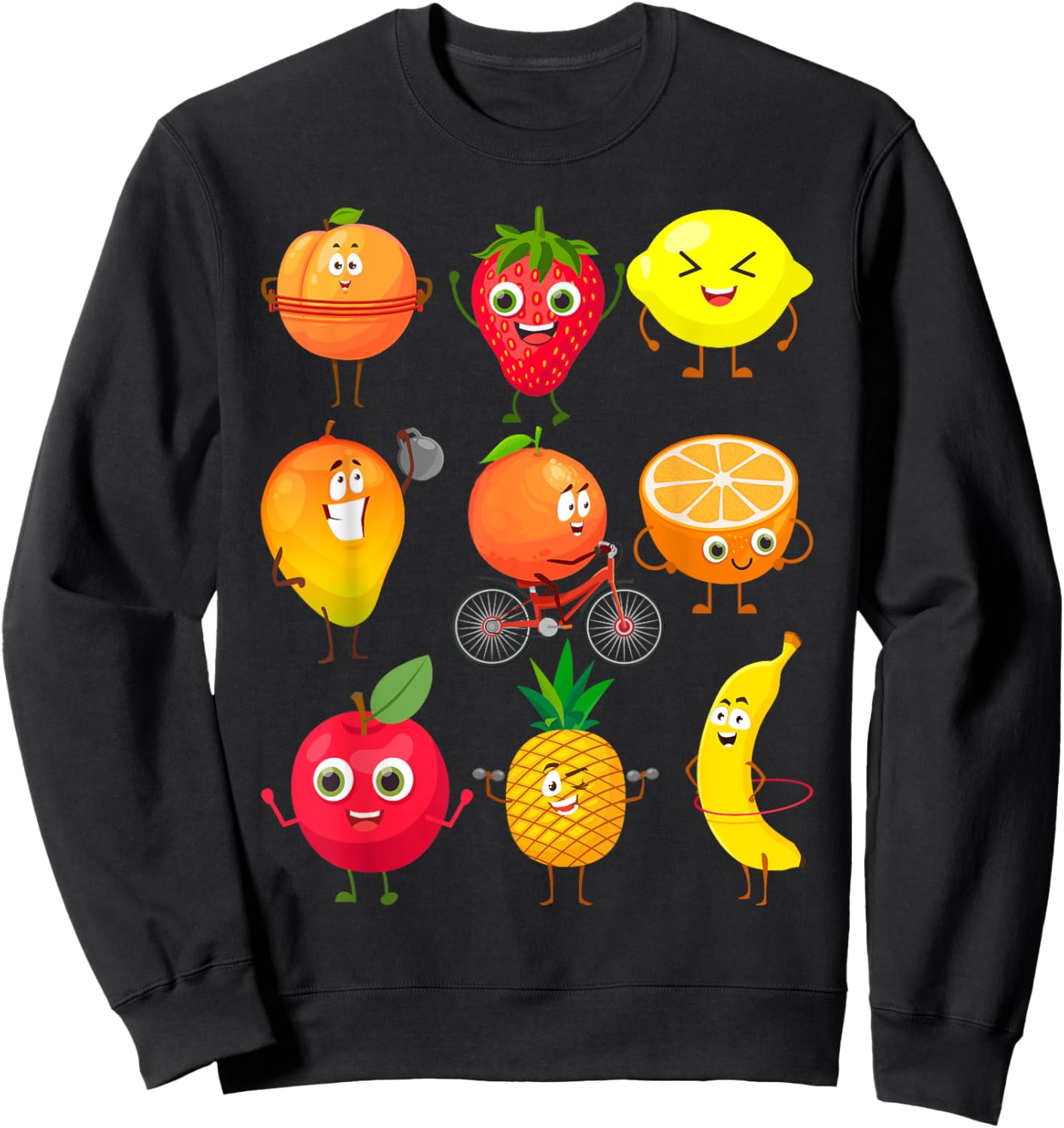 Funny Fruits Collage Fruit and Vegetables Sweatshirt - Sweatshirt | Black