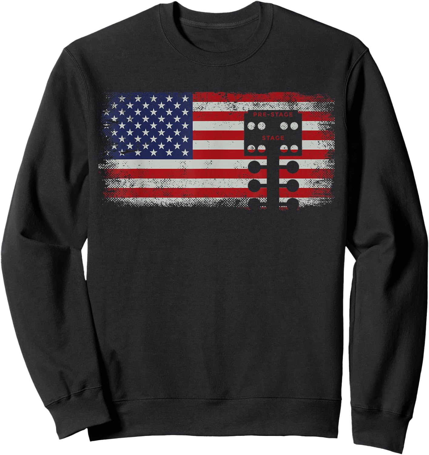 Drag Racing Race Car American Flag Vintage Sweatshirt - Sweatshirt | Black