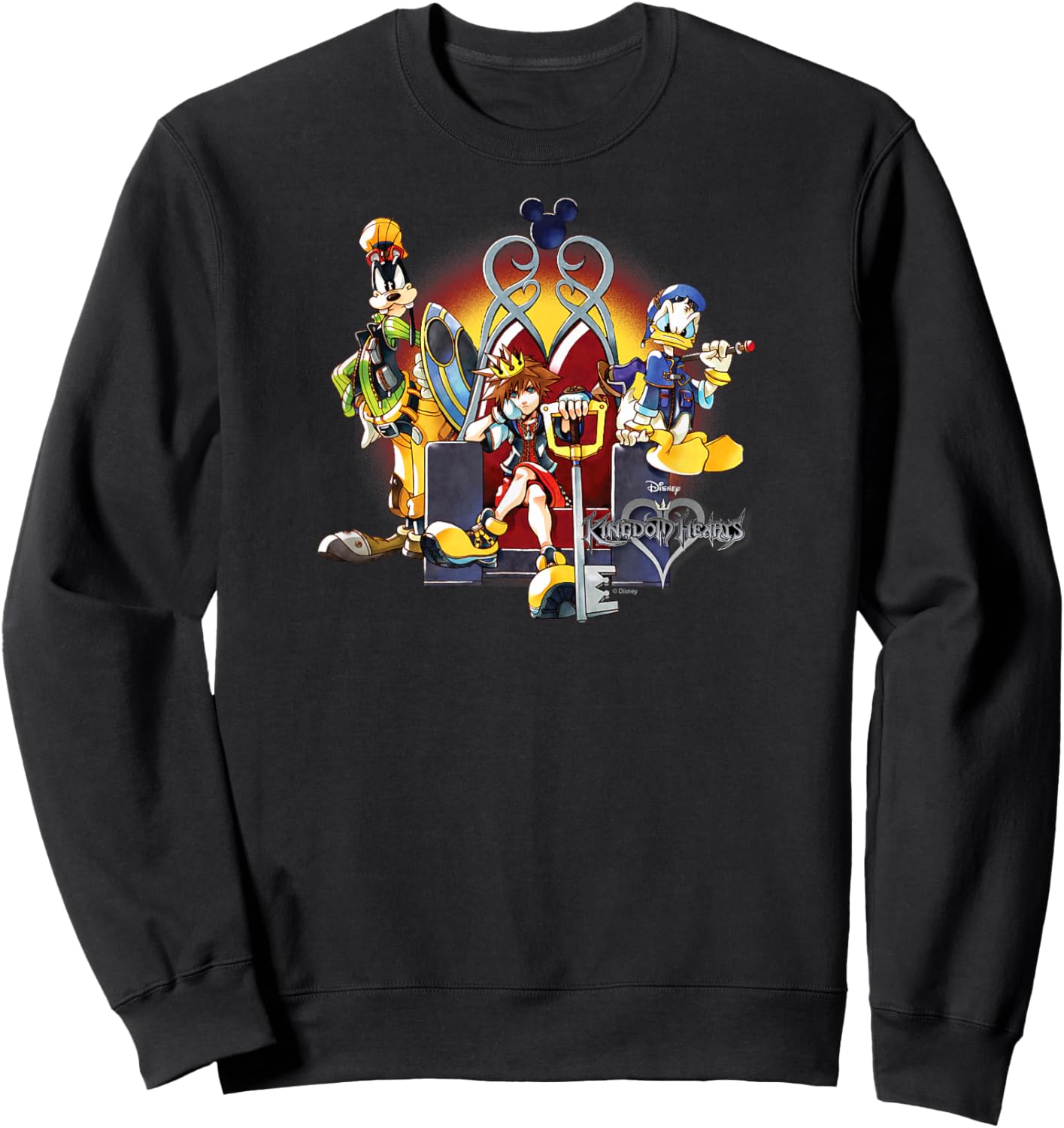 Kingdom Hearts - Sora Goofy Donald Duck with Keyblade Sweatshirt - Sweatshirt | Black