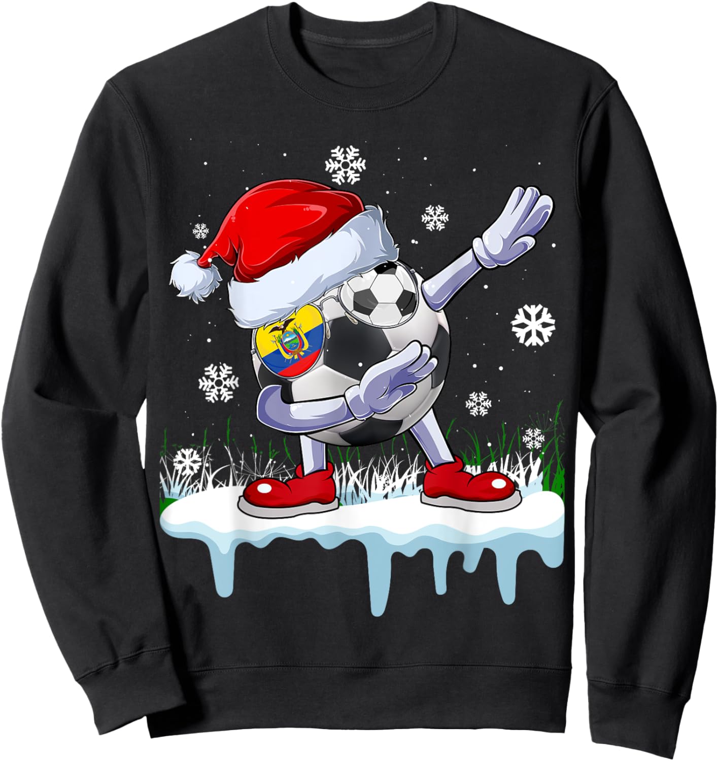 Funny Santa Soccer Dabbing Ugly Christmas Sweater Sweatshirt - Sweatshirt | Black