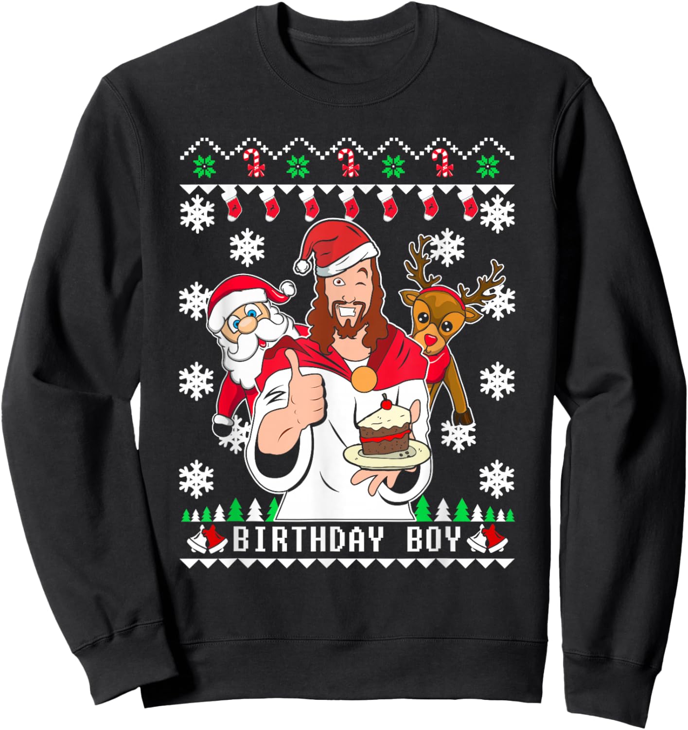 Funny Birthday Boy Men Women Kids Ugly Christmas Sweatshirt - Sweatshirt | Black